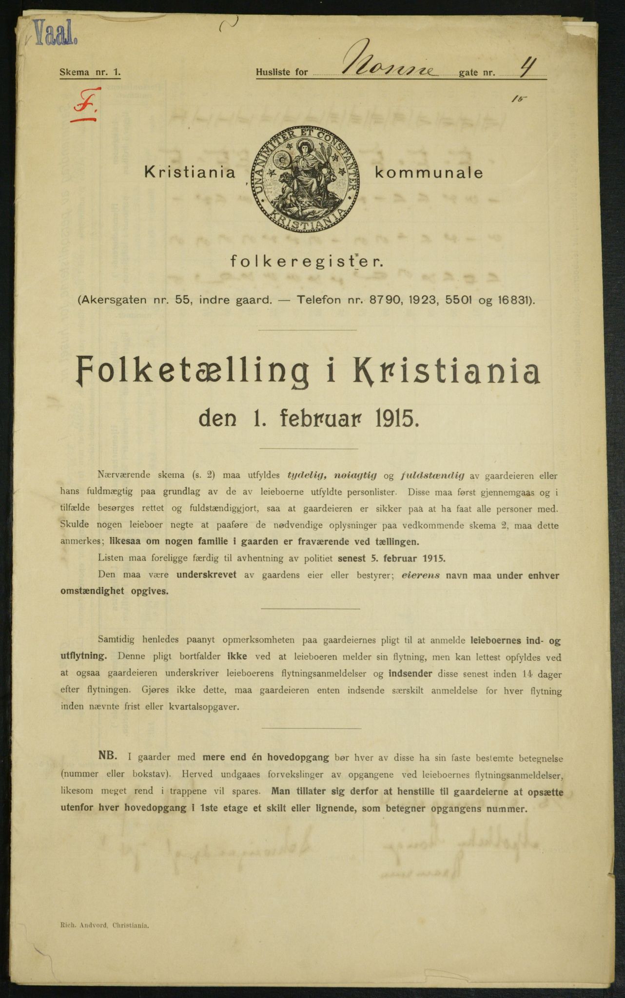OBA, Kommunal folketelling 1.2.1915 for Kristiania, 1915, s. 70814