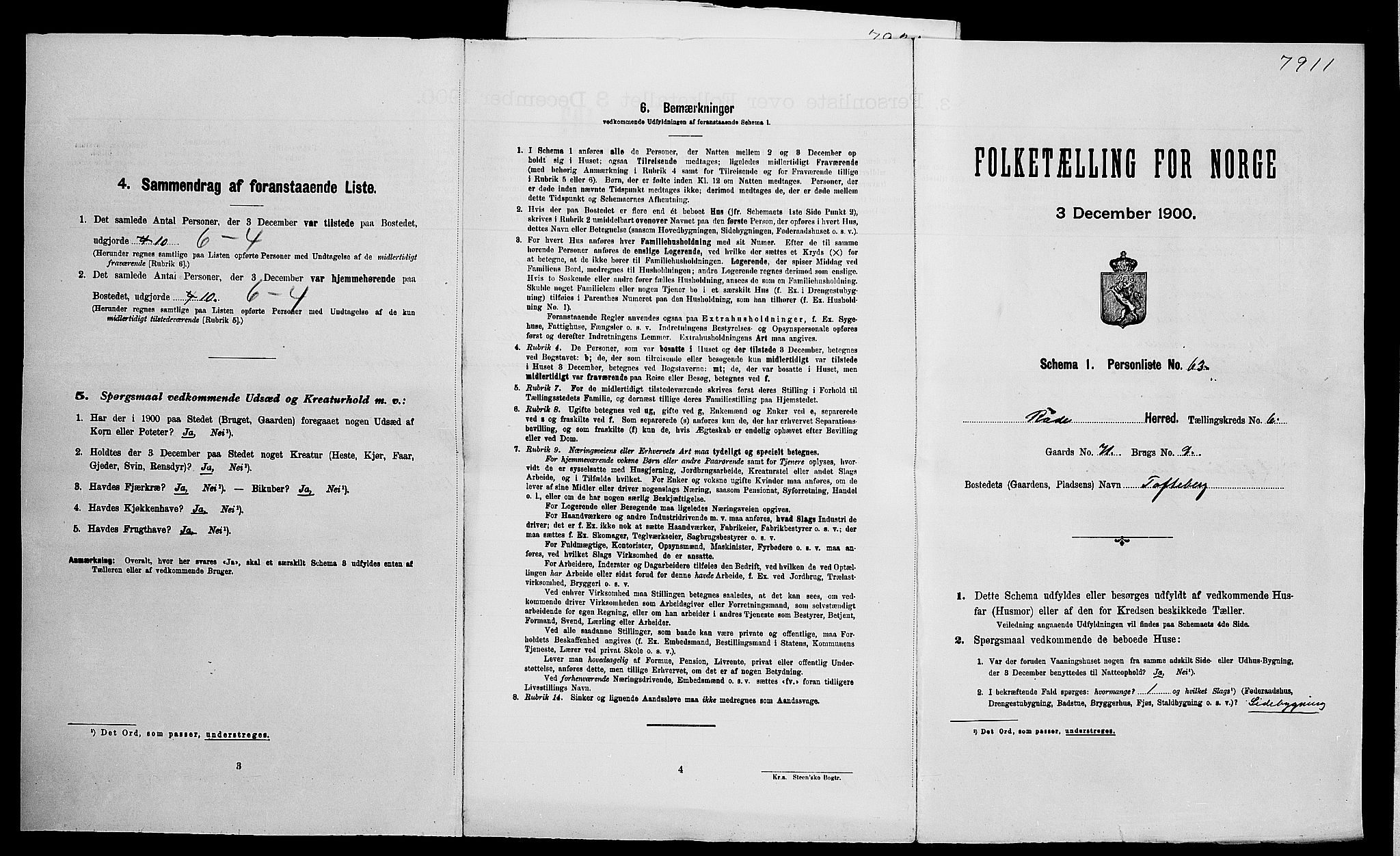 SAO, Folketelling 1900 for 0135 Råde herred, 1900