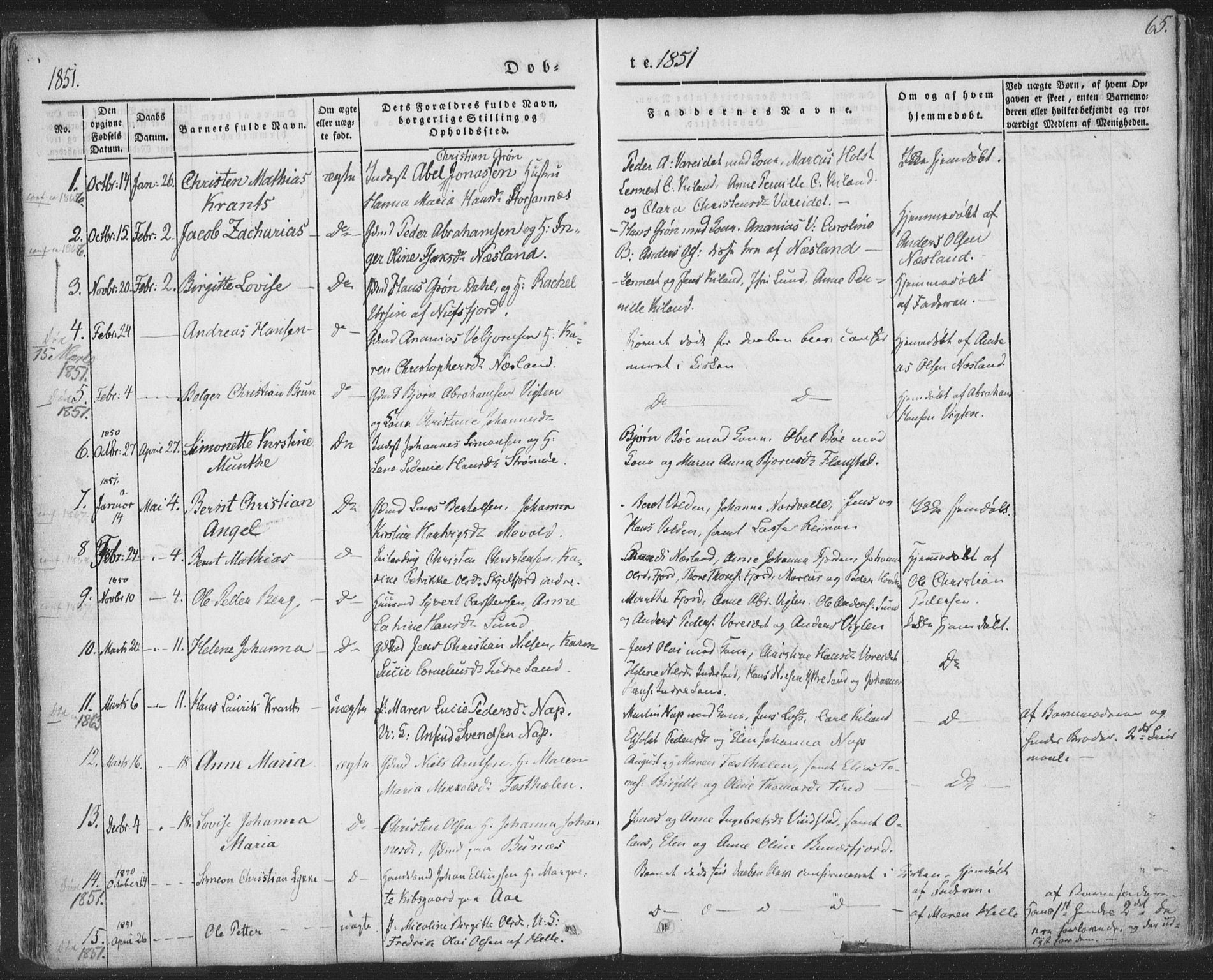 Ministerialprotokoller, klokkerbøker og fødselsregistre - Nordland, SAT/A-1459/885/L1202: Ministerialbok nr. 885A03, 1838-1859, s. 65