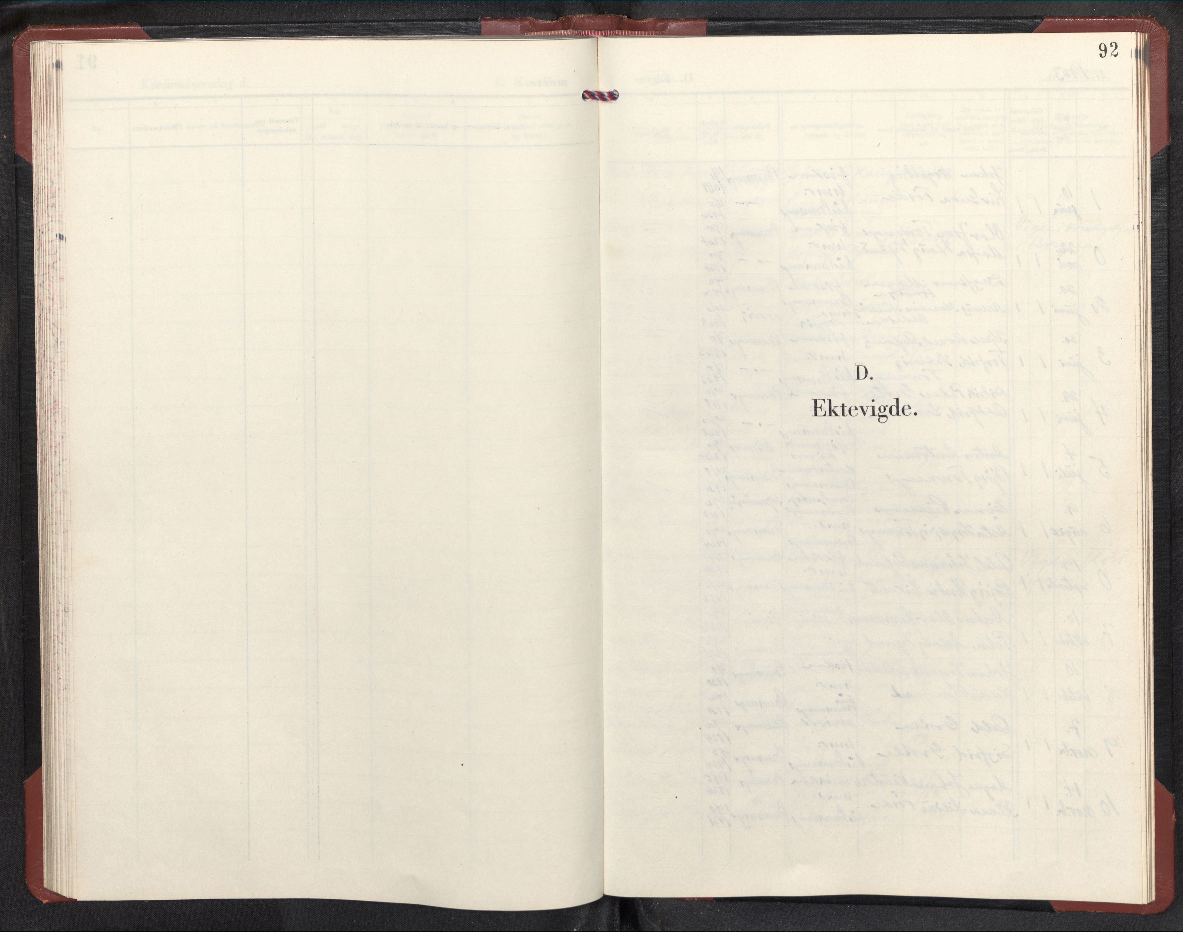 Bremanger sokneprestembete, AV/SAB-A-82201/H/Hab/Habc/L0004: Klokkerbok nr. C 4, 1953-1970, s. 91b-92a