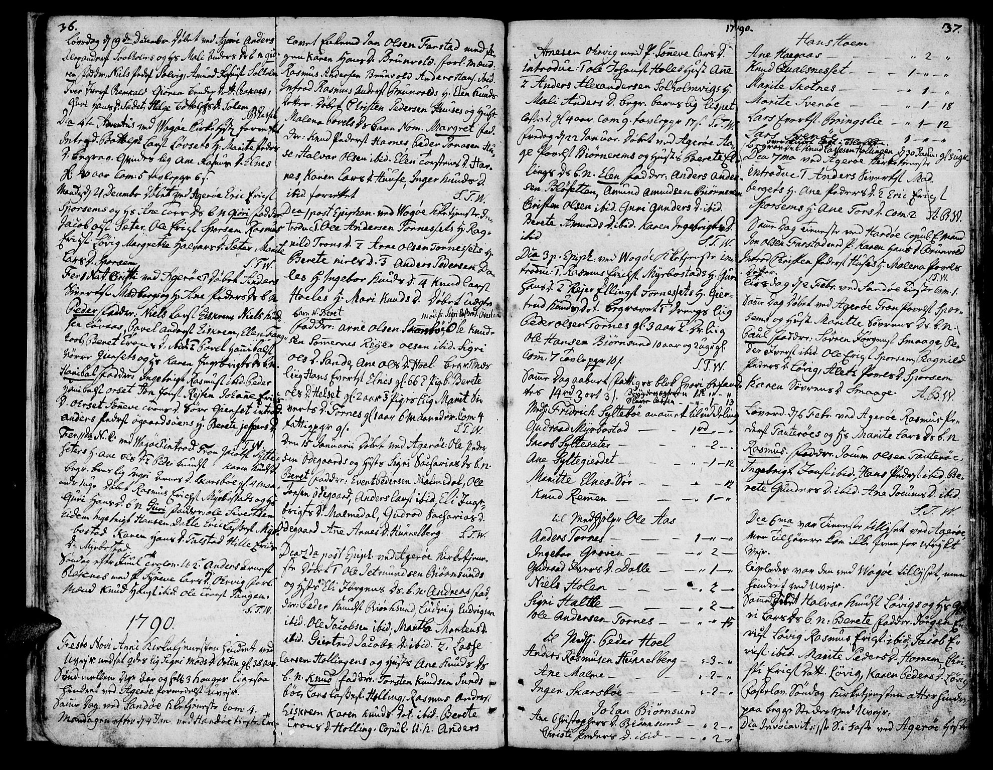 Ministerialprotokoller, klokkerbøker og fødselsregistre - Møre og Romsdal, AV/SAT-A-1454/560/L0717: Ministerialbok nr. 560A01, 1785-1808, s. 36-37