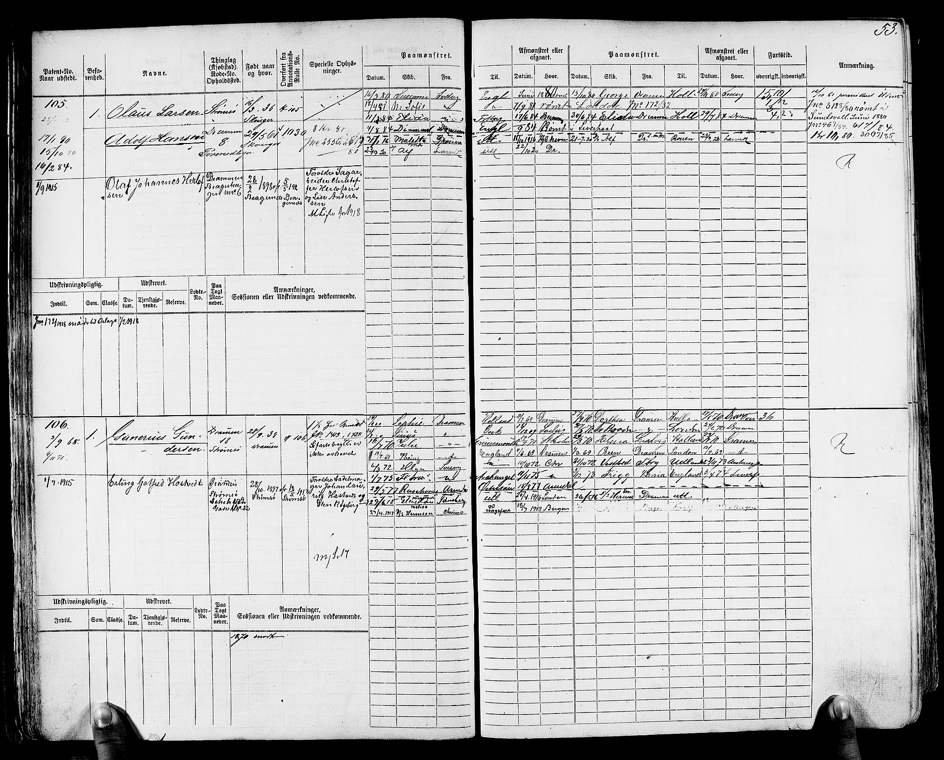 Drammen innrulleringsdistrikt, SAKO/A-781/F/Fc/L0001: Hovedrulle, 1868, s. 56