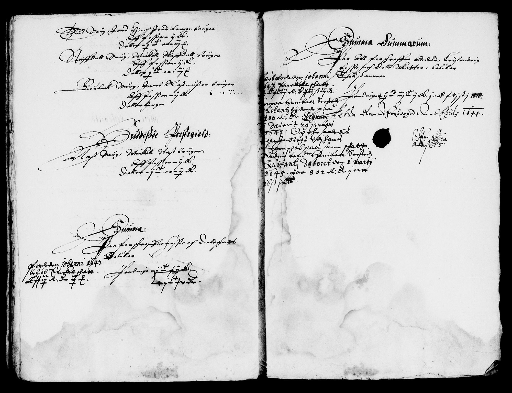 Rentekammeret inntil 1814, Reviderte regnskaper, Lensregnskaper, AV/RA-EA-5023/R/Rb/Rbp/L0029: Bratsberg len, 1643-1644