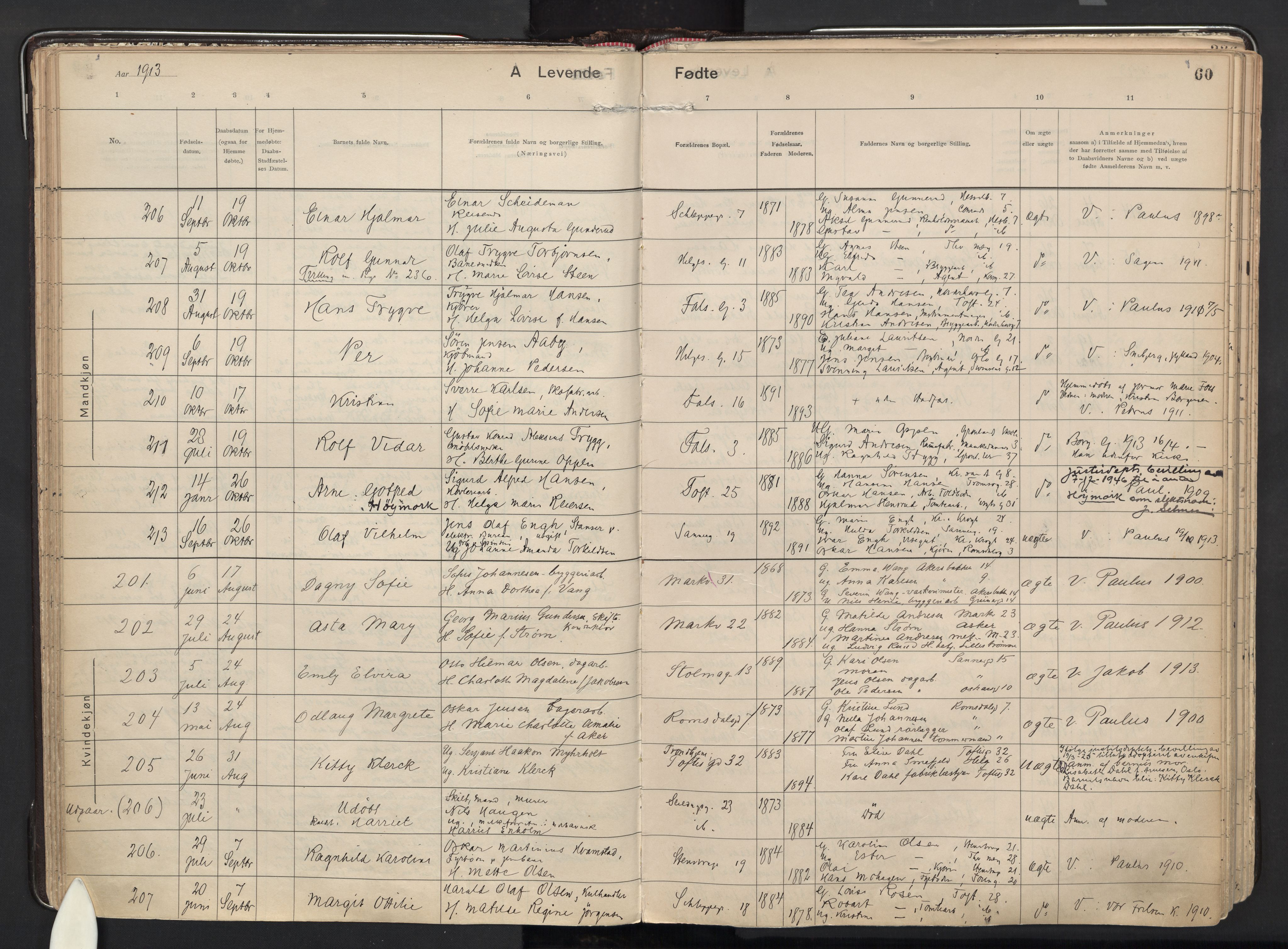 Paulus prestekontor Kirkebøker, AV/SAO-A-10871/F/Fa/L0021: Ministerialbok nr. 21, 1912-1922, s. 60