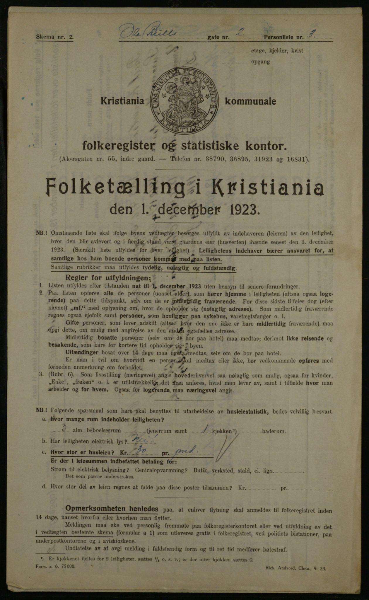 OBA, Kommunal folketelling 1.12.1923 for Kristiania, 1923, s. 82818