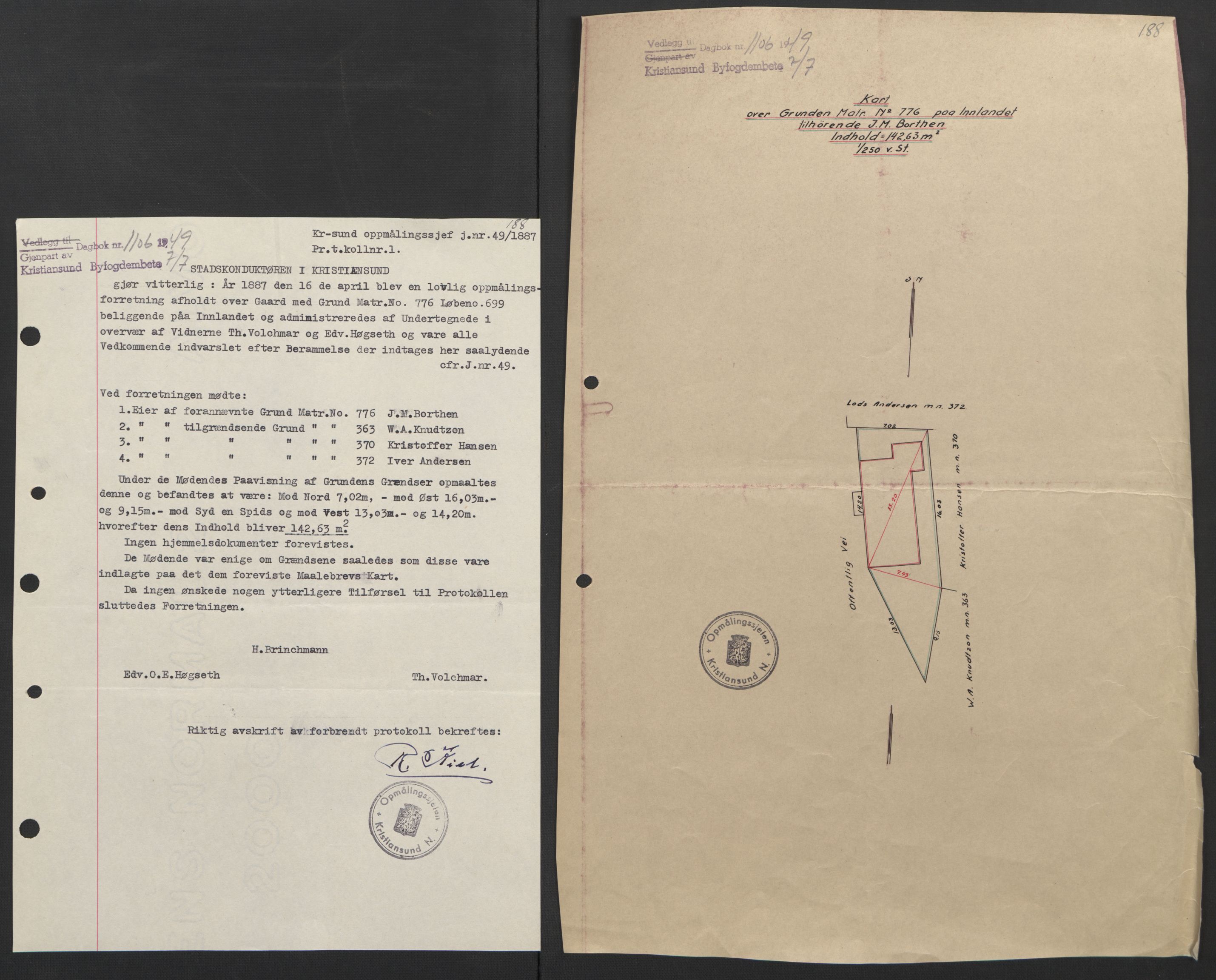 Kristiansund byfogd, AV/SAT-A-4587/A/27: Pantebok nr. 42, 1947-1950, Dagboknr: 1106/1949