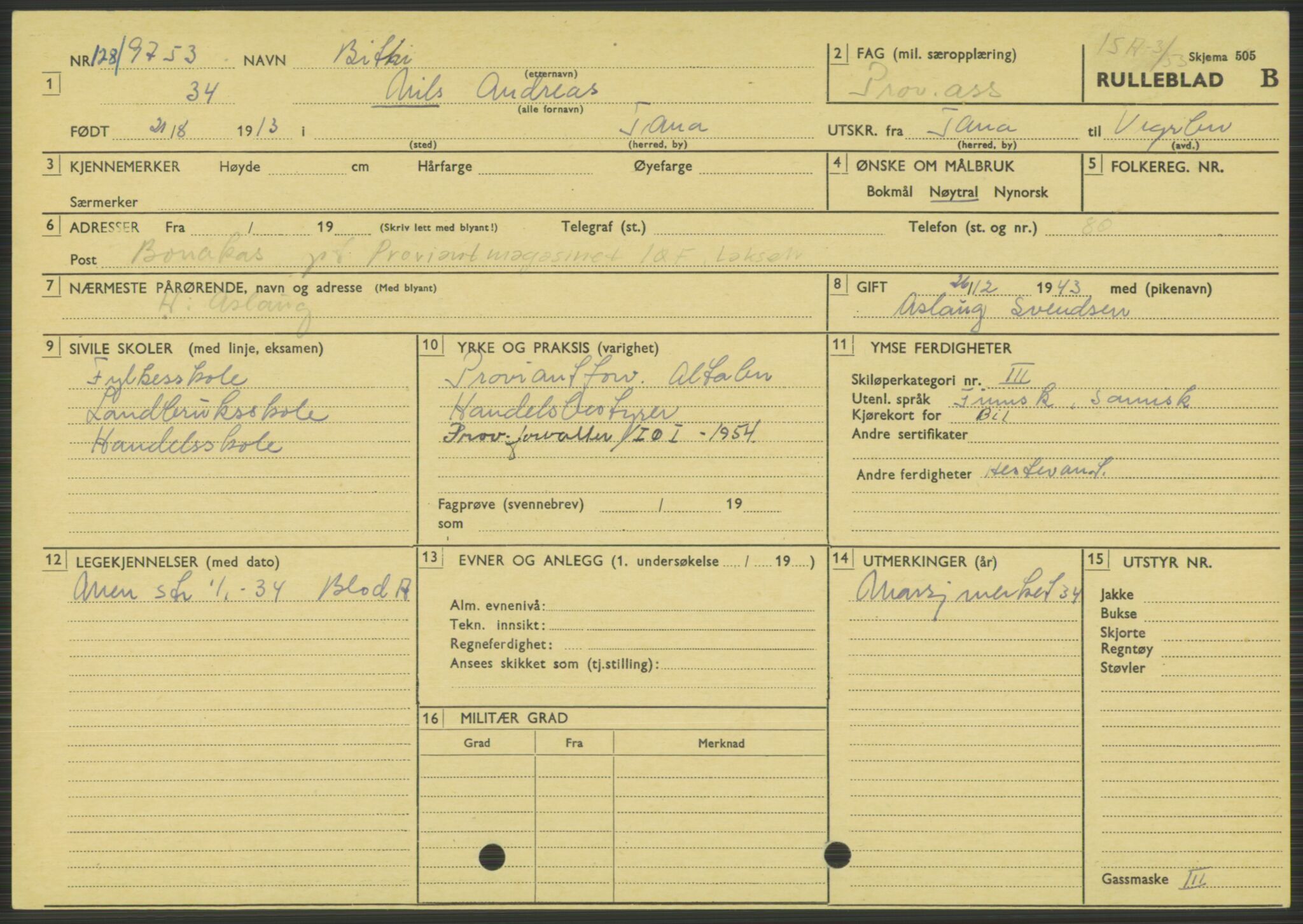 Forsvaret, Varanger bataljon, AV/RA-RAFA-2258/1/D/L0444: Rulleblad for menige født 1913-1914, 1913-1914, s. 52