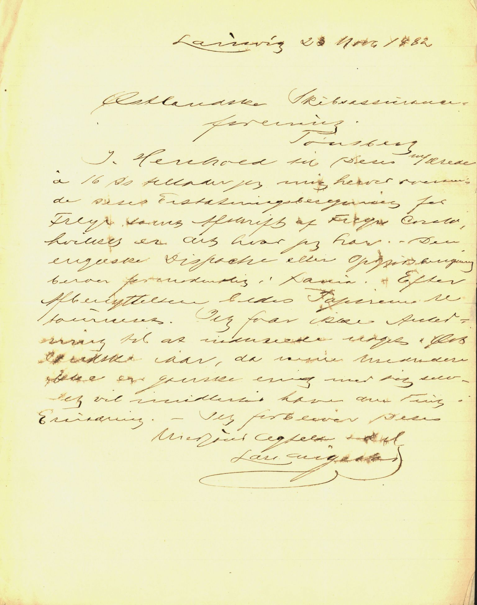 Pa 63 - Østlandske skibsassuranceforening, VEMU/A-1079/G/Ga/L0015/0010: Havaridokumenter / Cuba, Sirius, Freyr, Noatun, Frey, 1882, s. 63