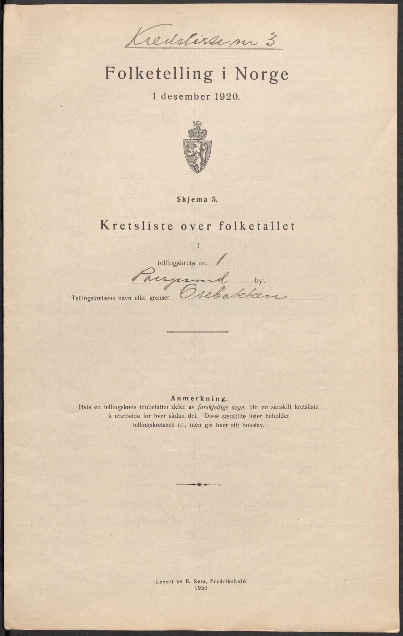 SAKO, Folketelling 1920 for 0805 Porsgrunn kjøpstad, 1920, s. 9