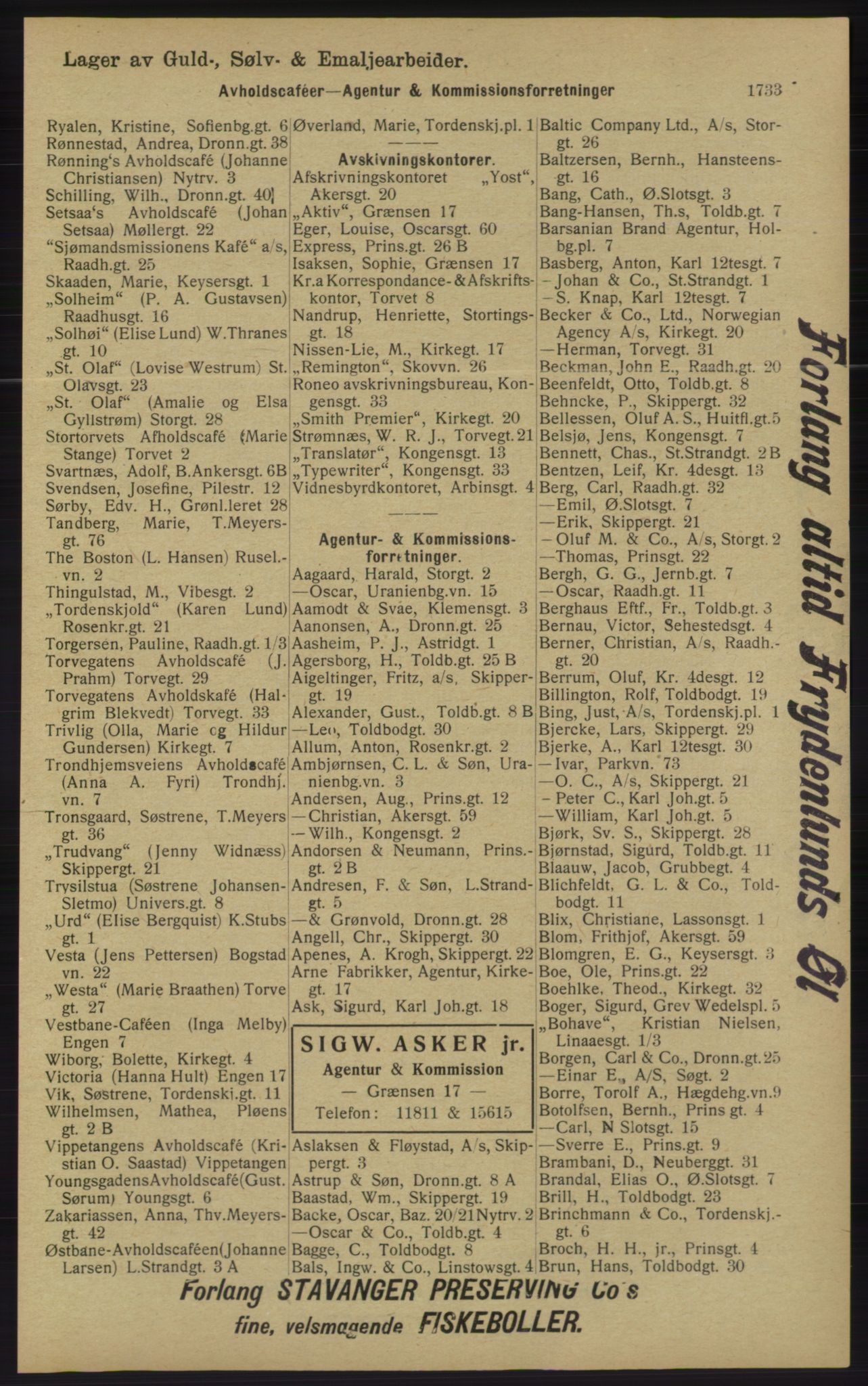 Kristiania/Oslo adressebok, PUBL/-, 1913, s. 1689