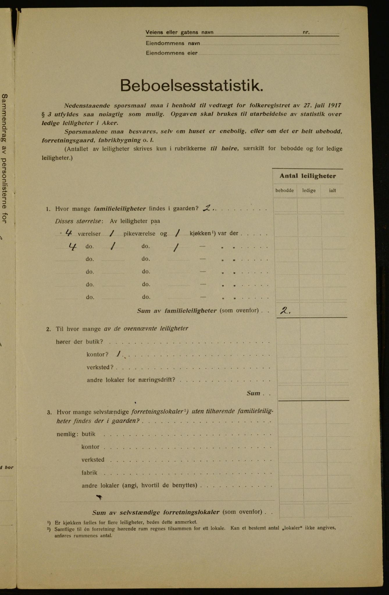 OBA, Kommunal folketelling 1.12.1917 for Aker, 1917, s. 36