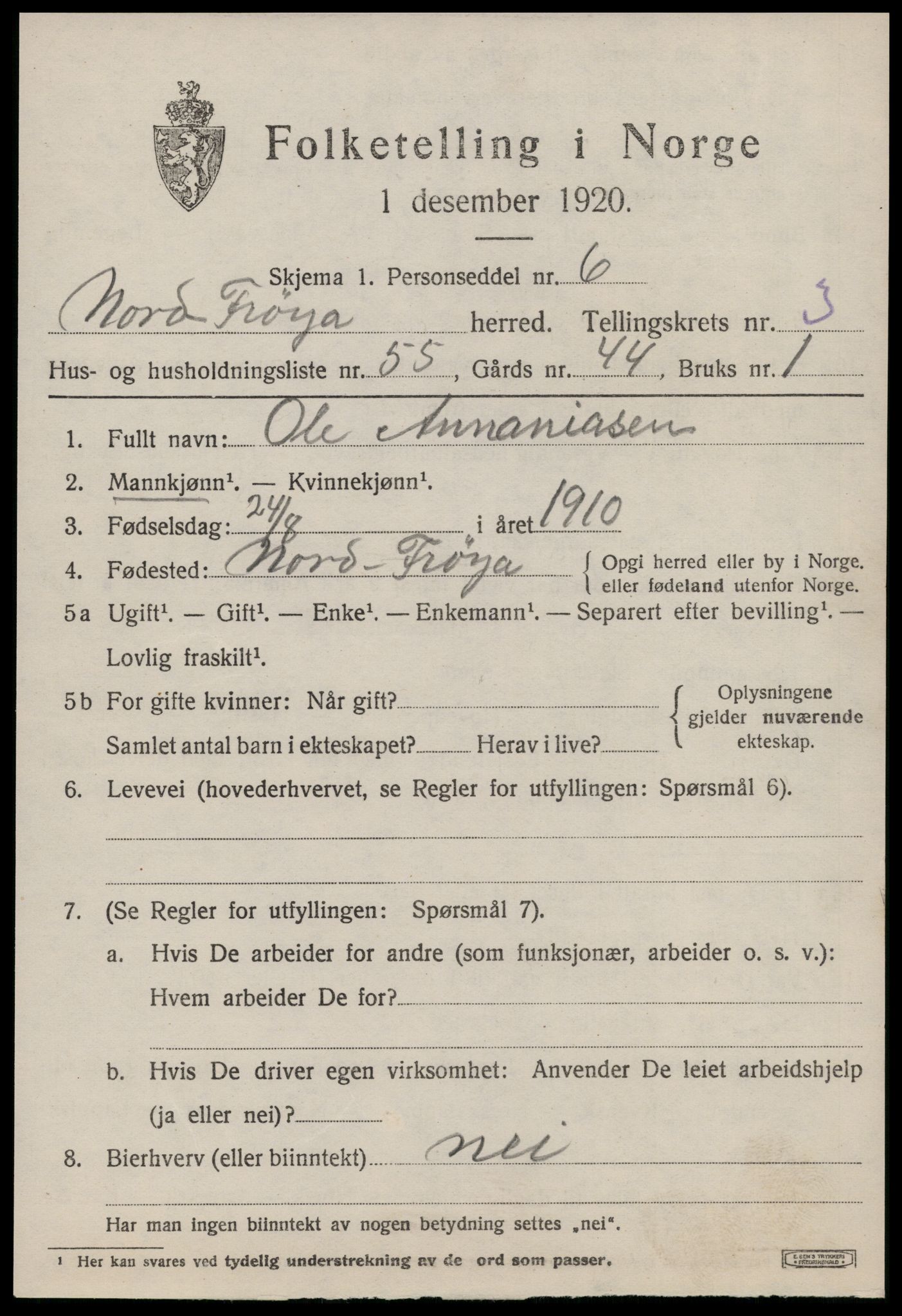 SAT, Folketelling 1920 for 1620 Nord-Frøya herred, 1920, s. 8119