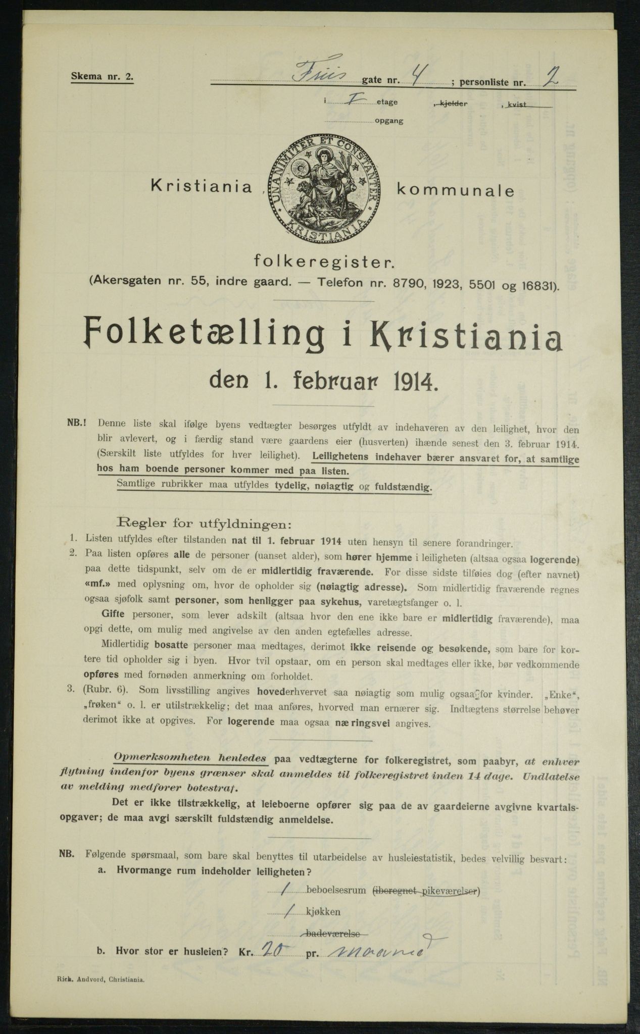 OBA, Kommunal folketelling 1.2.1914 for Kristiania, 1914, s. 27107