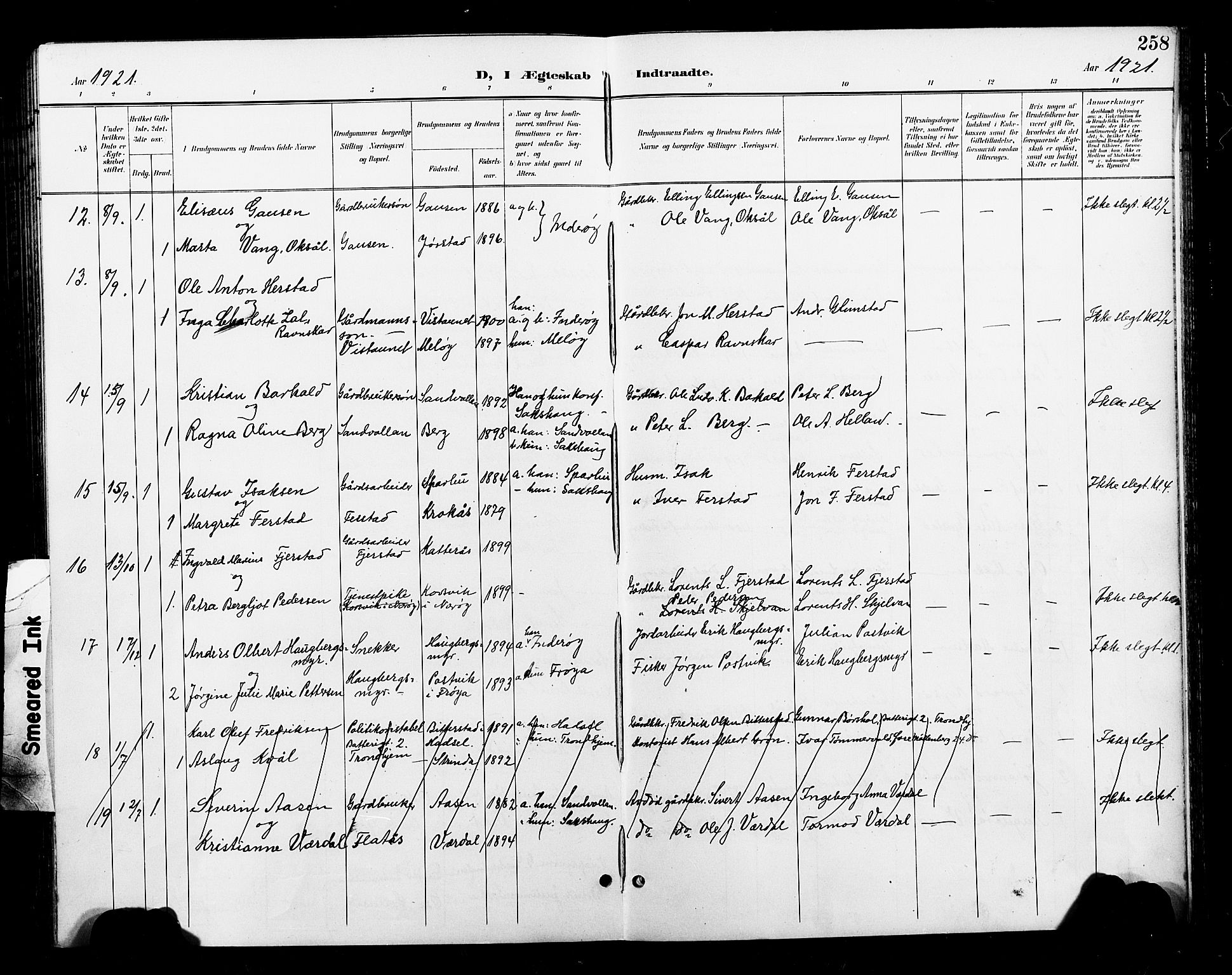Ministerialprotokoller, klokkerbøker og fødselsregistre - Nord-Trøndelag, AV/SAT-A-1458/730/L0302: Klokkerbok nr. 730C05, 1898-1924, s. 258