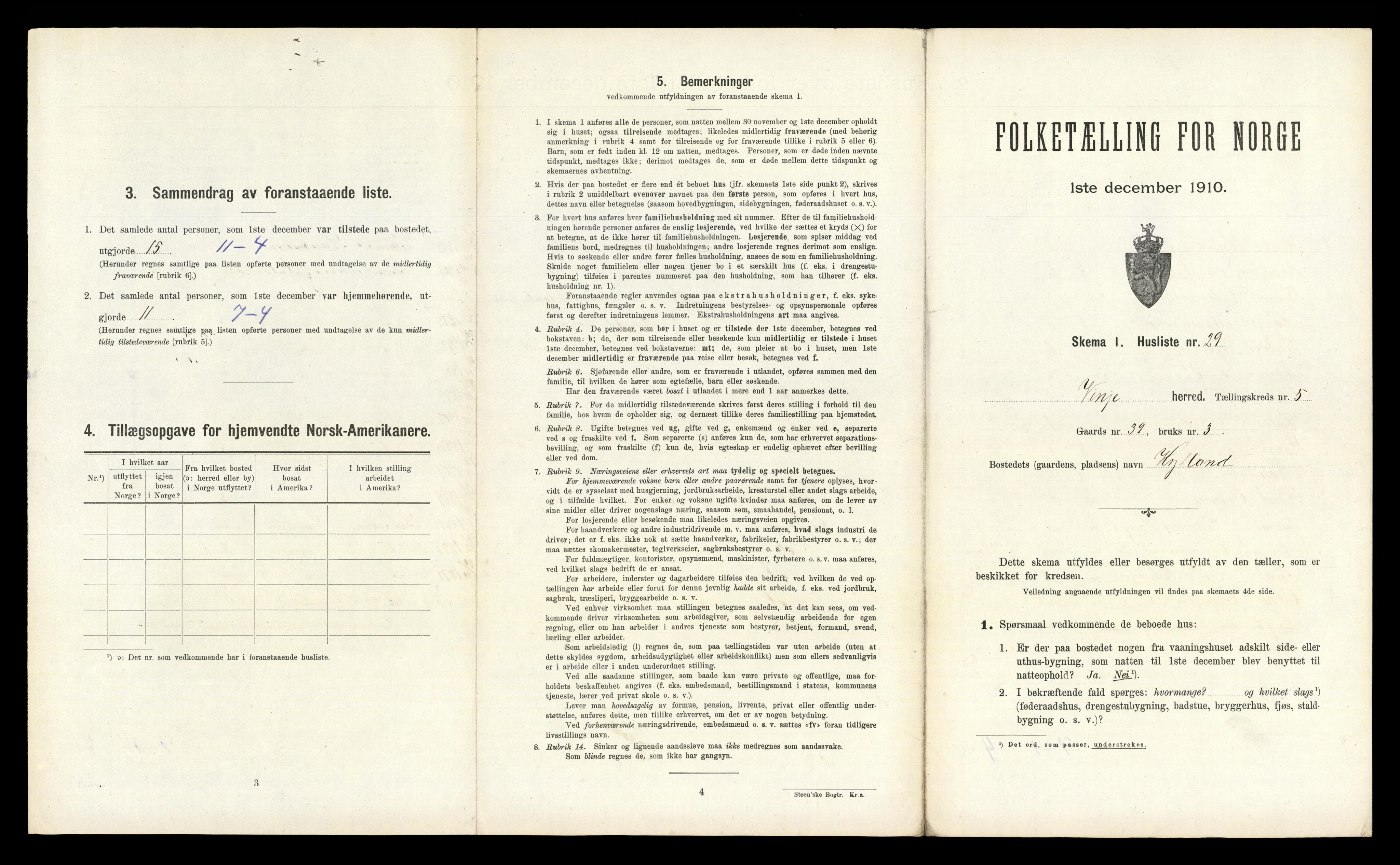 RA, Folketelling 1910 for 0834 Vinje herred, 1910, s. 258