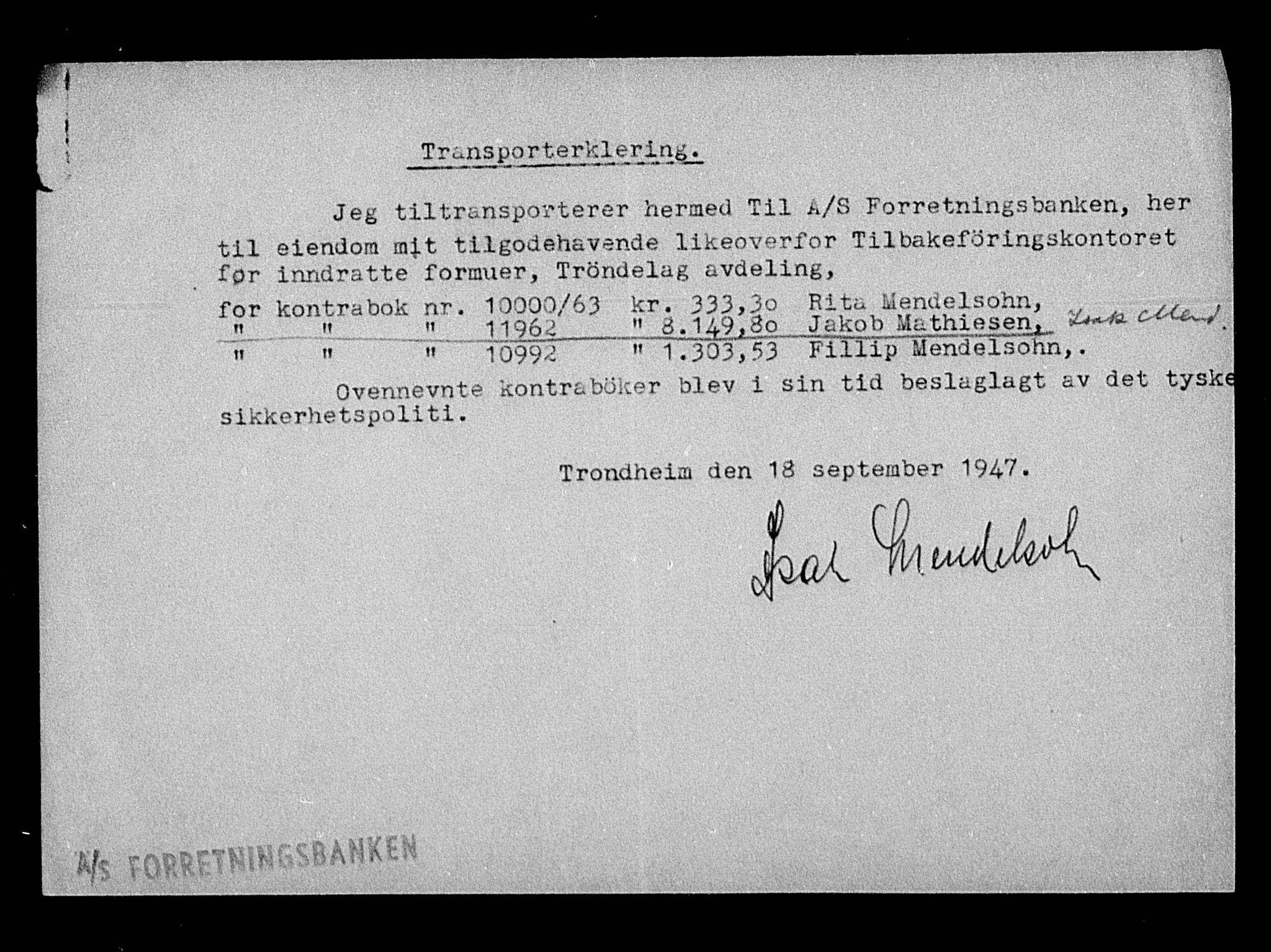 Justisdepartementet, Tilbakeføringskontoret for inndratte formuer, AV/RA-S-1564/H/Hc/Hca/L0905: --, 1945-1947, s. 44