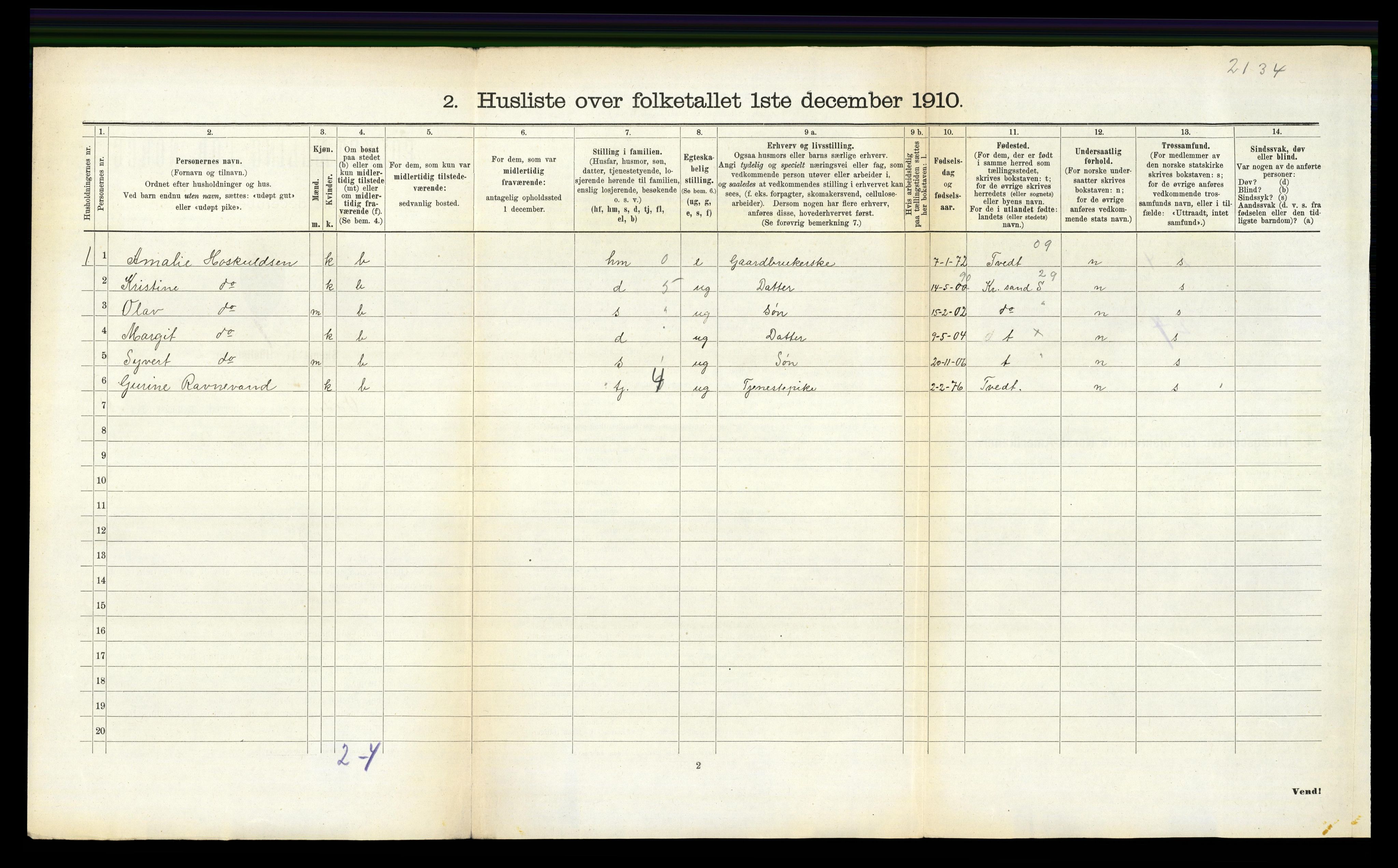 RA, Folketelling 1910 for 1012 Oddernes herred, 1910, s. 822