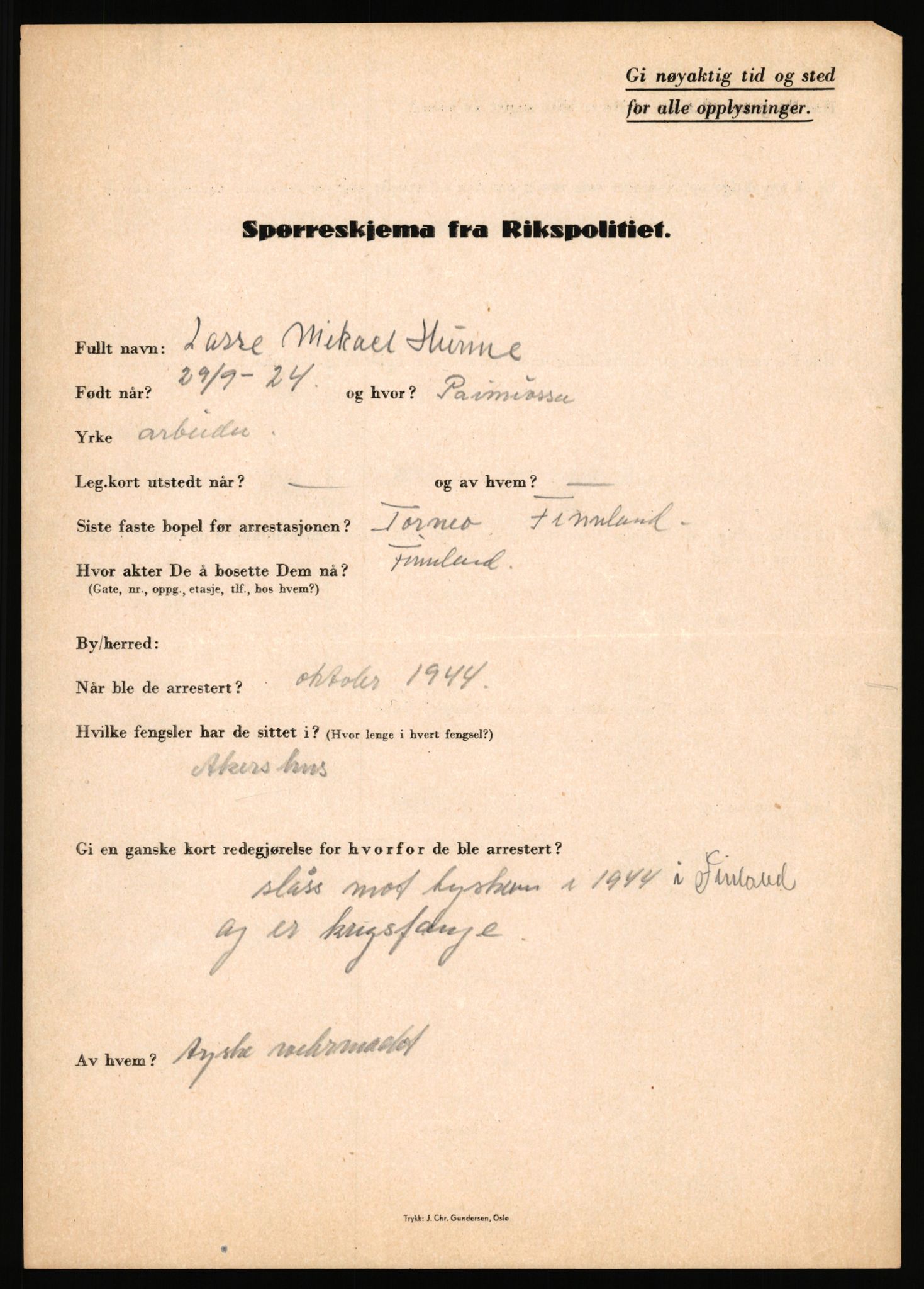 Rikspolitisjefen, AV/RA-S-1560/L/L0019: Utenlandske fanger, 1940-1945, s. 43