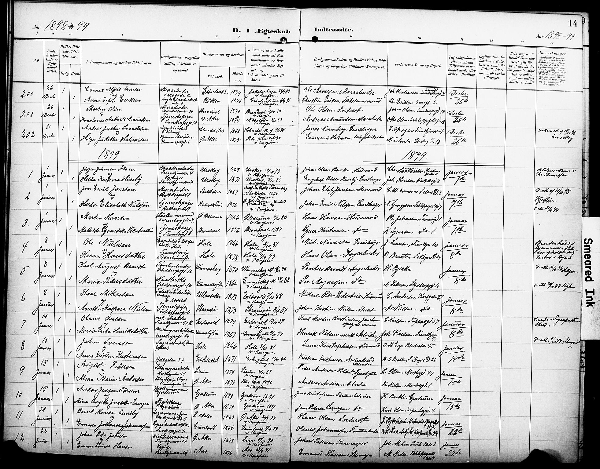 Petrus prestekontor Kirkebøker, AV/SAO-A-10872/F/Fa/L0007: Ministerialbok nr. I 7, 1898-1900, s. 14