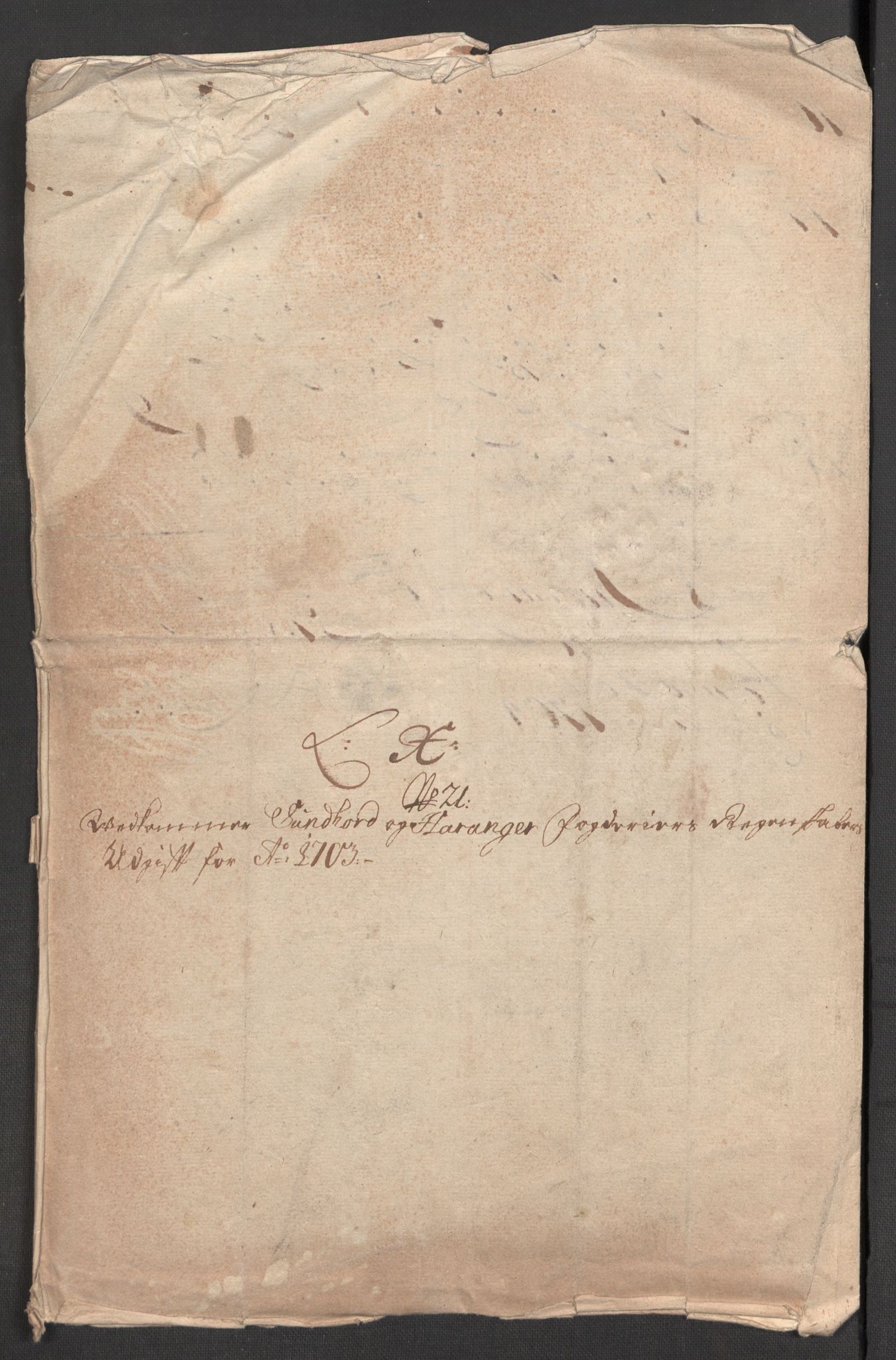 Rentekammeret inntil 1814, Reviderte regnskaper, Fogderegnskap, RA/EA-4092/R48/L2981: Fogderegnskap Sunnhordland og Hardanger, 1703, s. 259