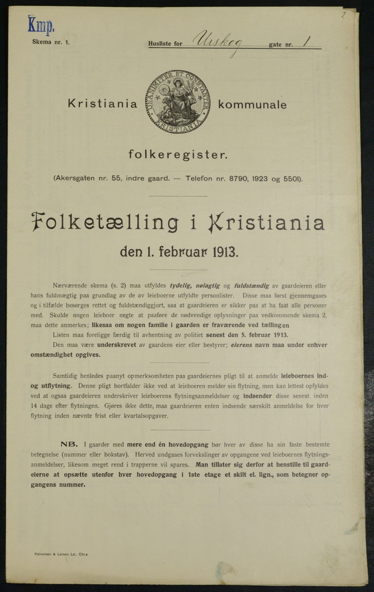 OBA, Kommunal folketelling 1.2.1913 for Kristiania, 1913, s. 2440