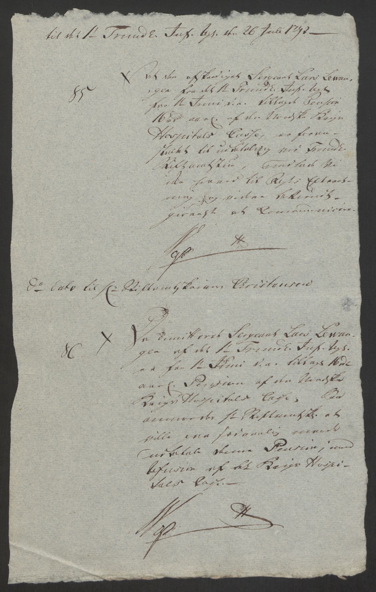 Forsvaret, Den norske kvesthuskasse/krigshospitalkasse, AV/RA-RAFA-1887/F/Fa/L0008: Konsepter, 1790-1793, s. 889
