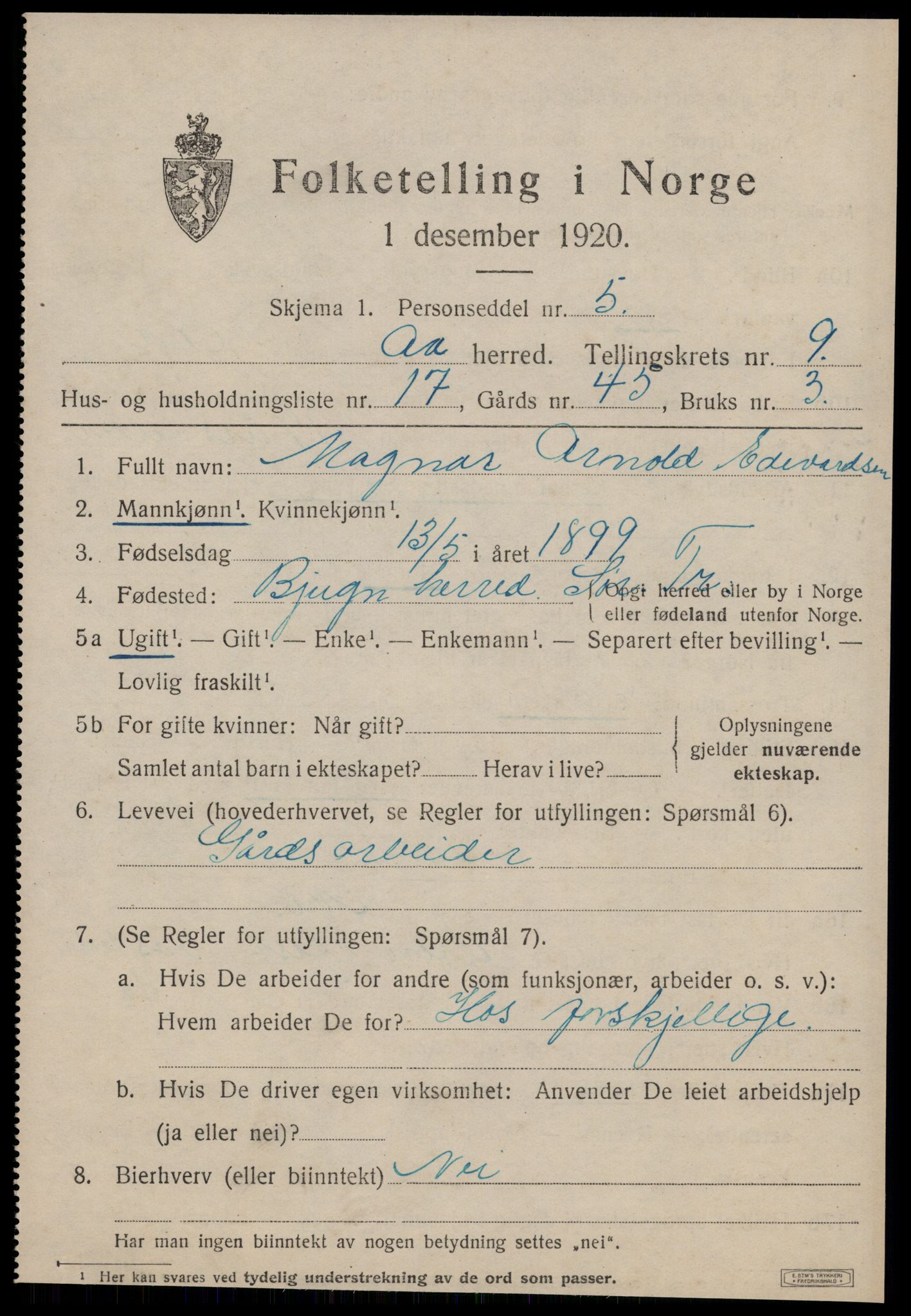 SAT, Folketelling 1920 for 1630 Å herred, 1920, s. 4002