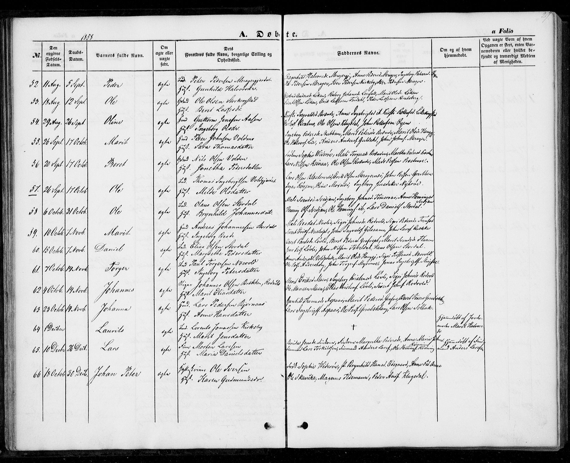 Ministerialprotokoller, klokkerbøker og fødselsregistre - Nord-Trøndelag, AV/SAT-A-1458/706/L0040: Ministerialbok nr. 706A01, 1850-1861, s. 29