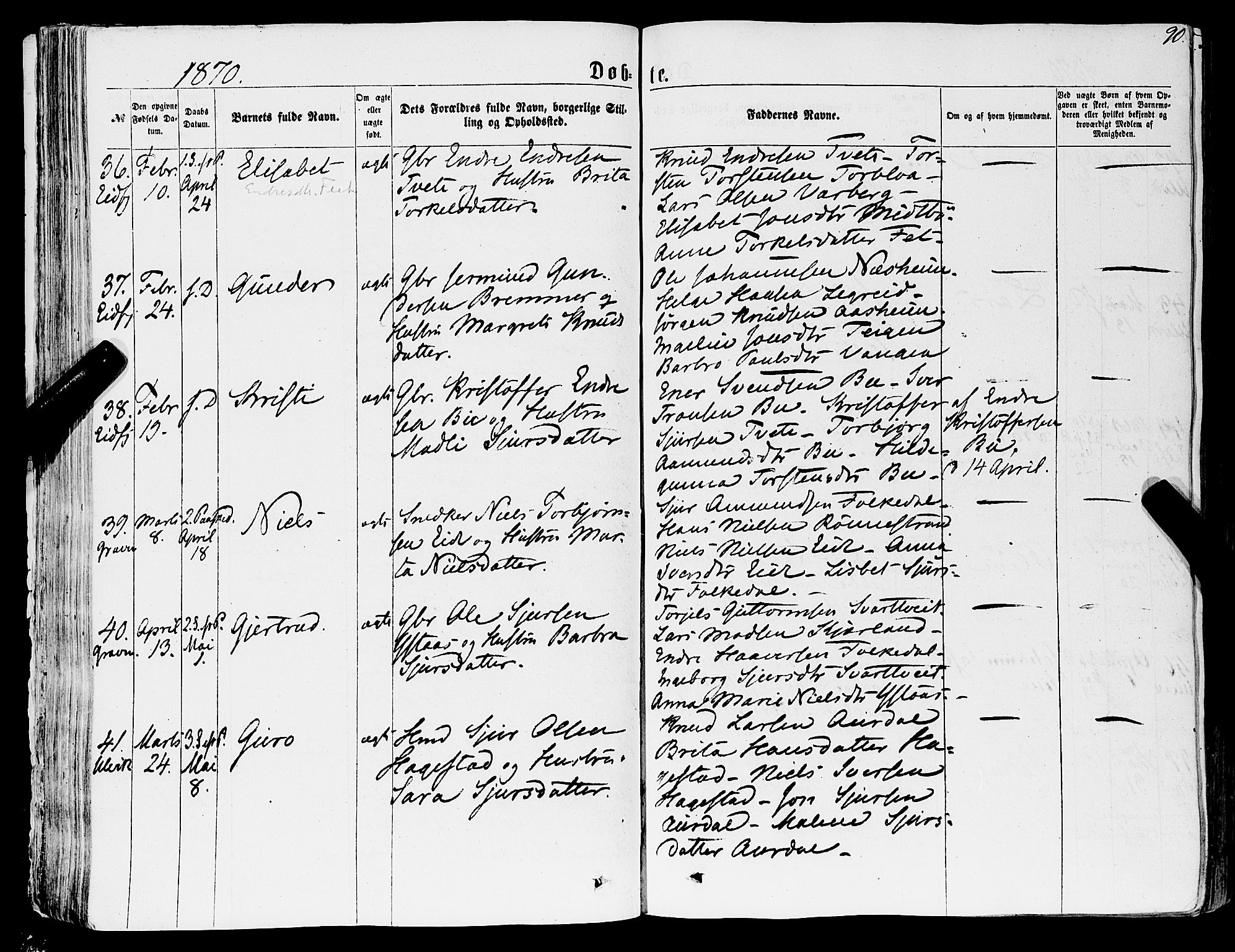 Ulvik sokneprestembete, AV/SAB-A-78801/H/Haa: Ministerialbok nr. A 15, 1864-1878, s. 90