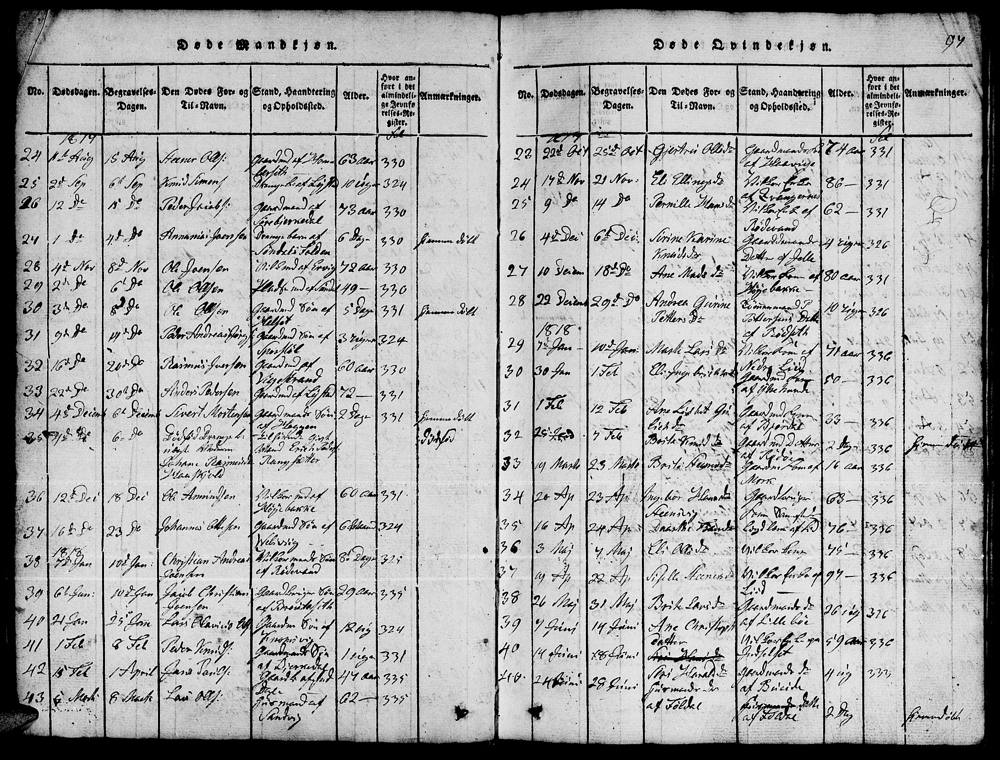 Ministerialprotokoller, klokkerbøker og fødselsregistre - Møre og Romsdal, AV/SAT-A-1454/511/L0155: Klokkerbok nr. 511C01, 1817-1829, s. 97