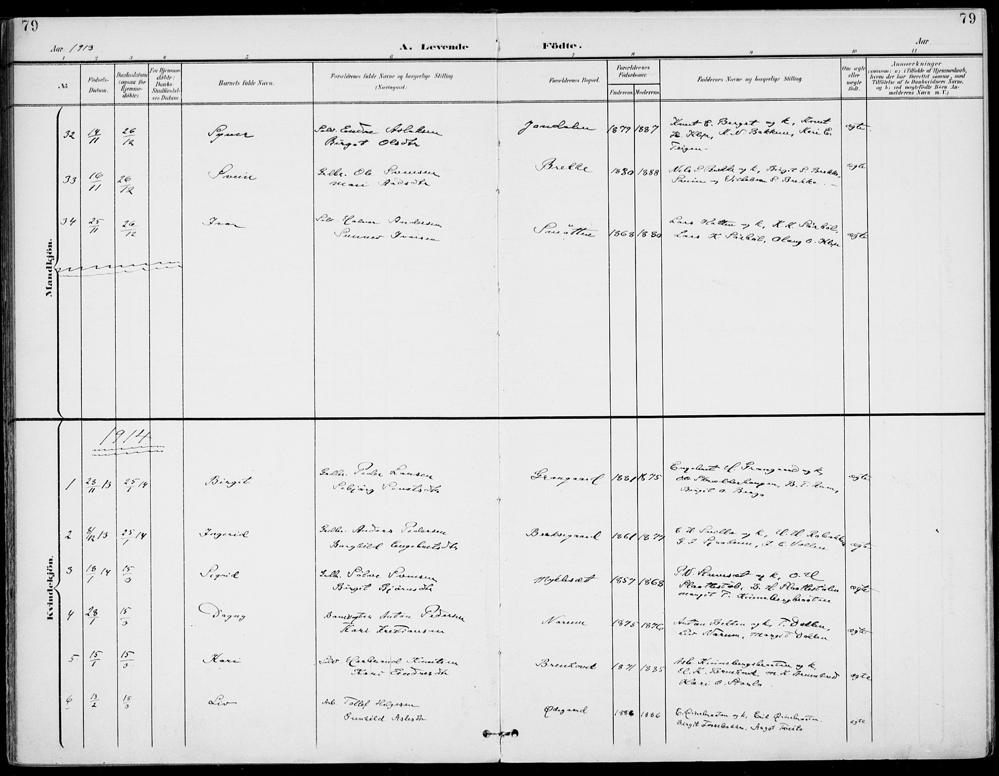 Gol kirkebøker, AV/SAKO-A-226/F/Fa/L0006: Ministerialbok nr. I 6, 1901-1918, s. 79