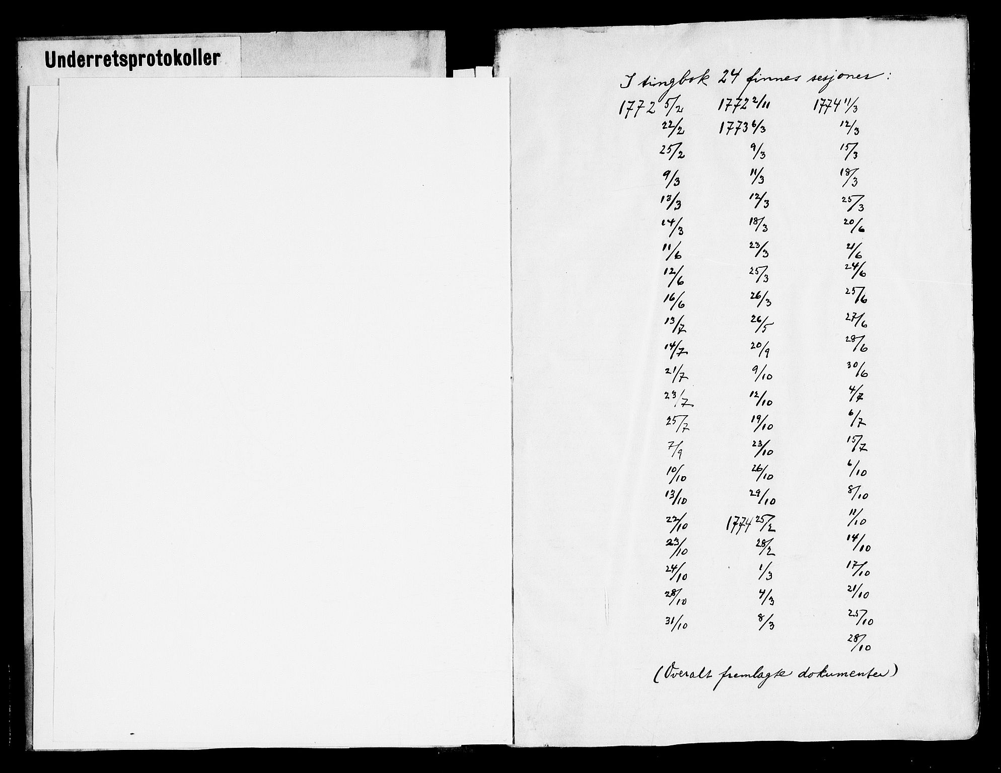 Vest-Telemark sorenskriveri, AV/SAKO-A-134/F/Fa/L0035: Tingbok, 1772-1774