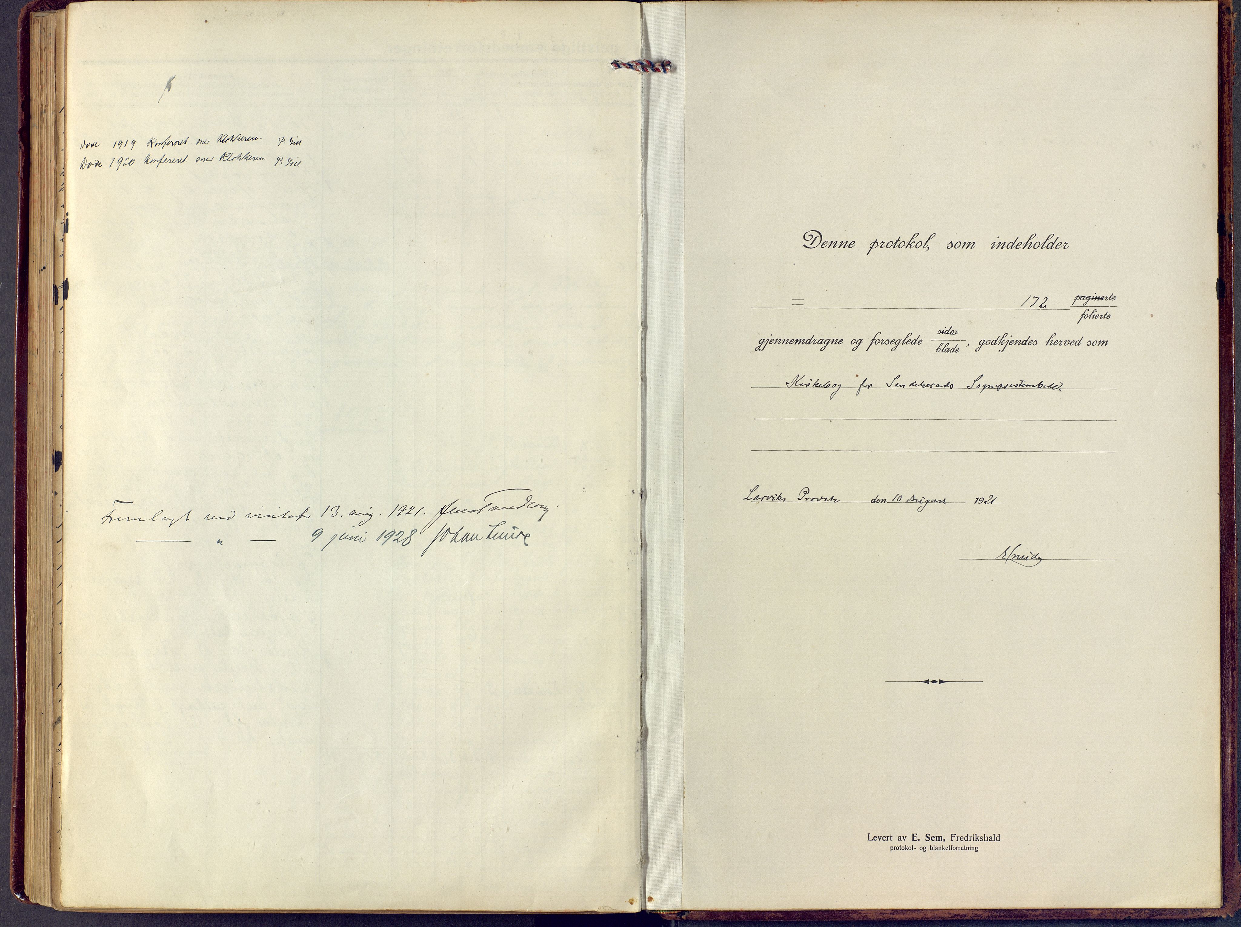 Sandar kirkebøker, SAKO/A-243/F/Fa/L0021: Ministerialbok nr. 21, 1919-1925
