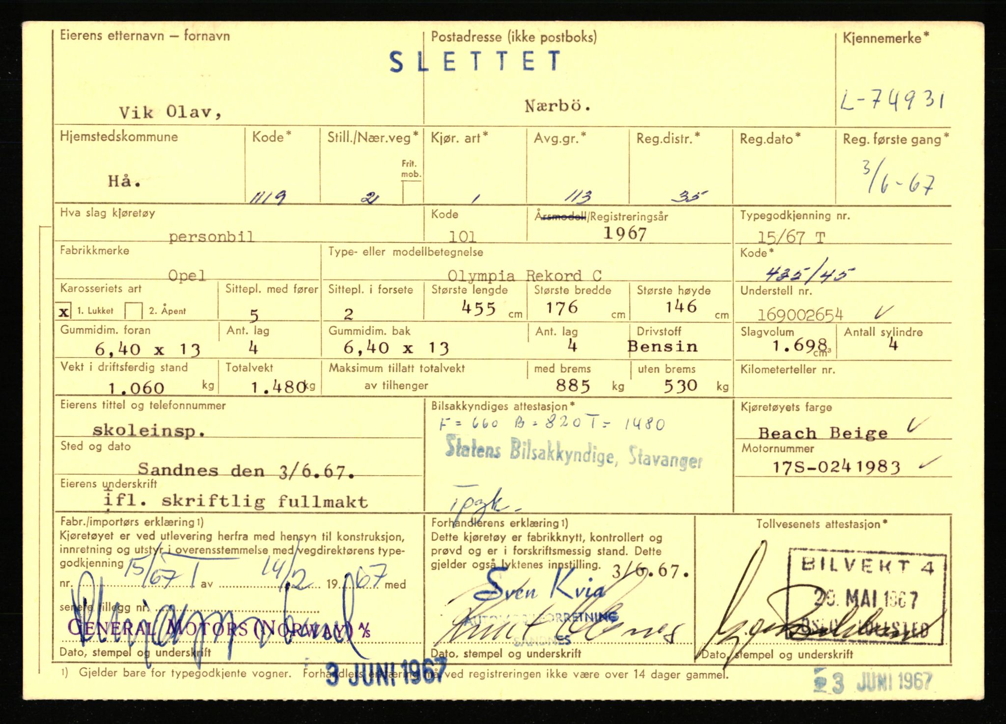 Stavanger trafikkstasjon, AV/SAST-A-101942/0/F/L0067: L-71600 - L-74999, 1930-1971, s. 2330