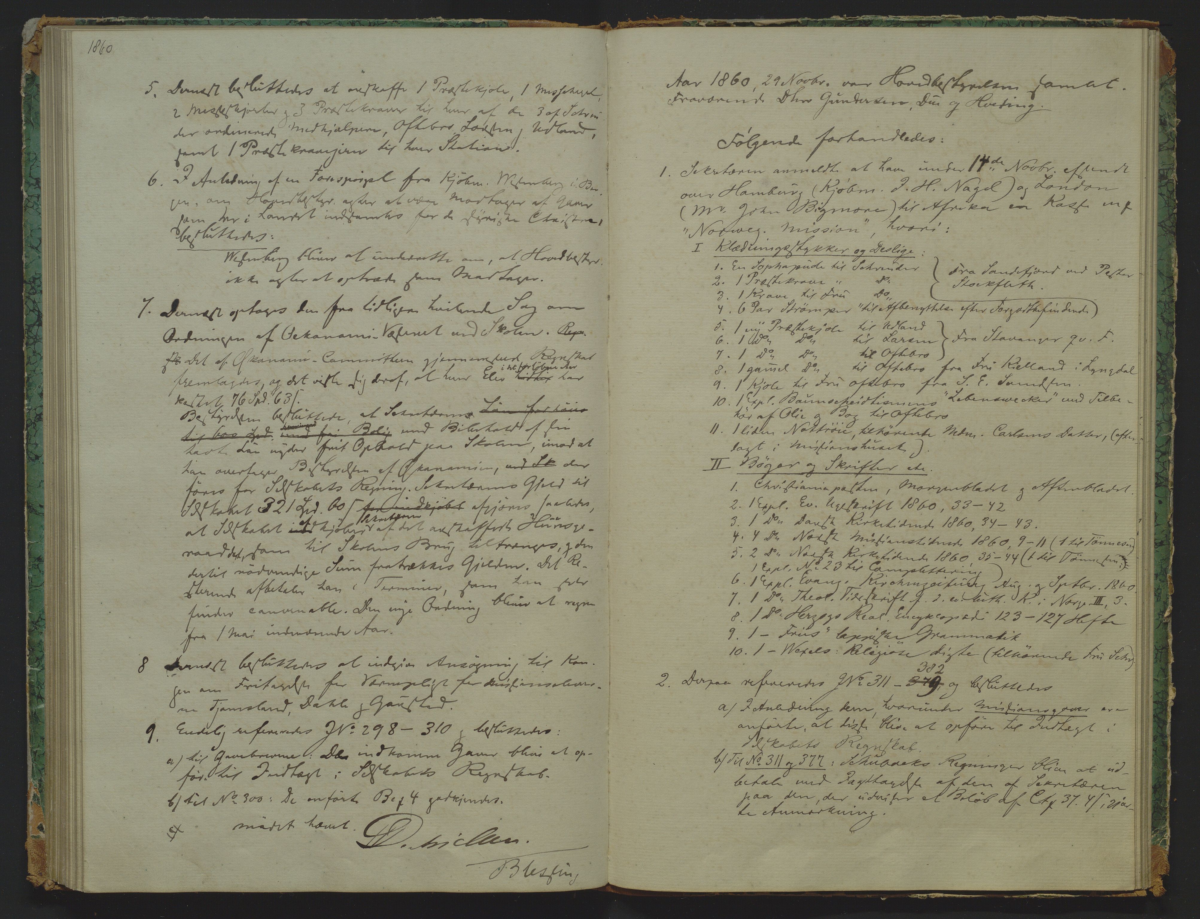 Det Norske Misjonsselskap - hovedadministrasjonen, VID/MA-A-1045/D/Da/Daa/L0007: Styreprotokoll nr. II, 19. november 1853 - 26. juni 1862, 1853-1862
