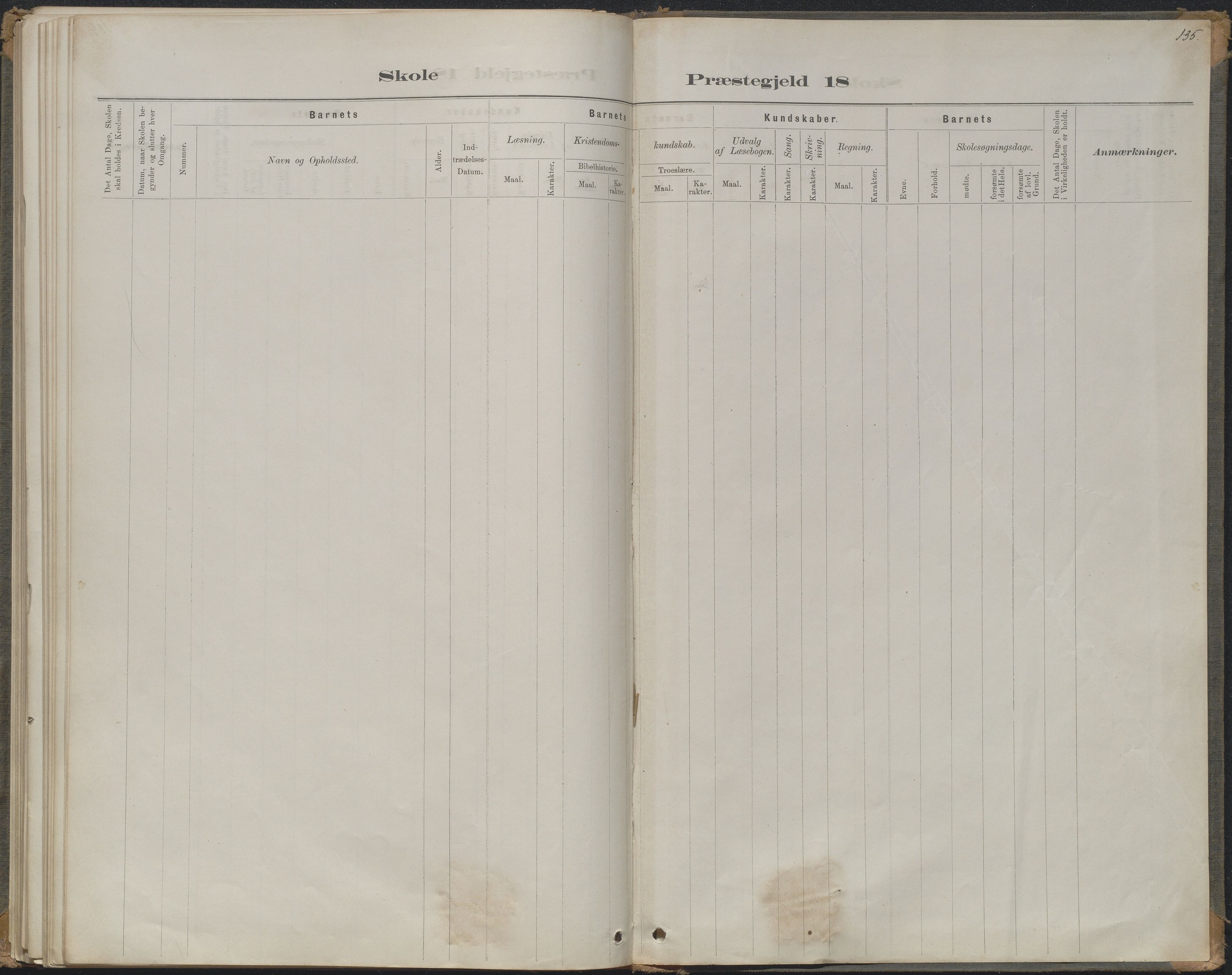 Arendal kommune, Katalog I, AAKS/KA0906-PK-I/07/L0368: Karakterprotokol lærerens skole, 1880-1893, s. 132