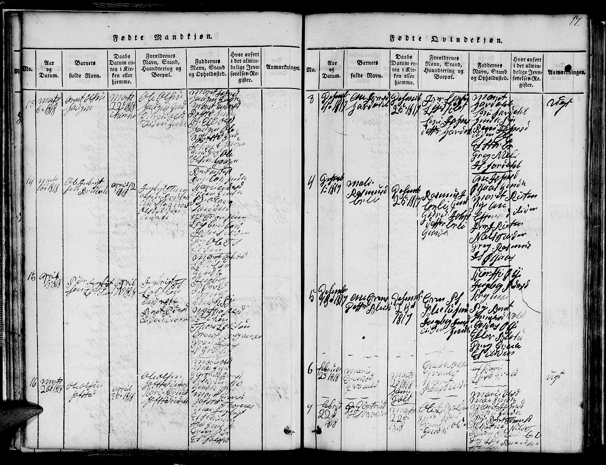 Ministerialprotokoller, klokkerbøker og fødselsregistre - Sør-Trøndelag, SAT/A-1456/691/L1092: Klokkerbok nr. 691C03, 1816-1852, s. 17