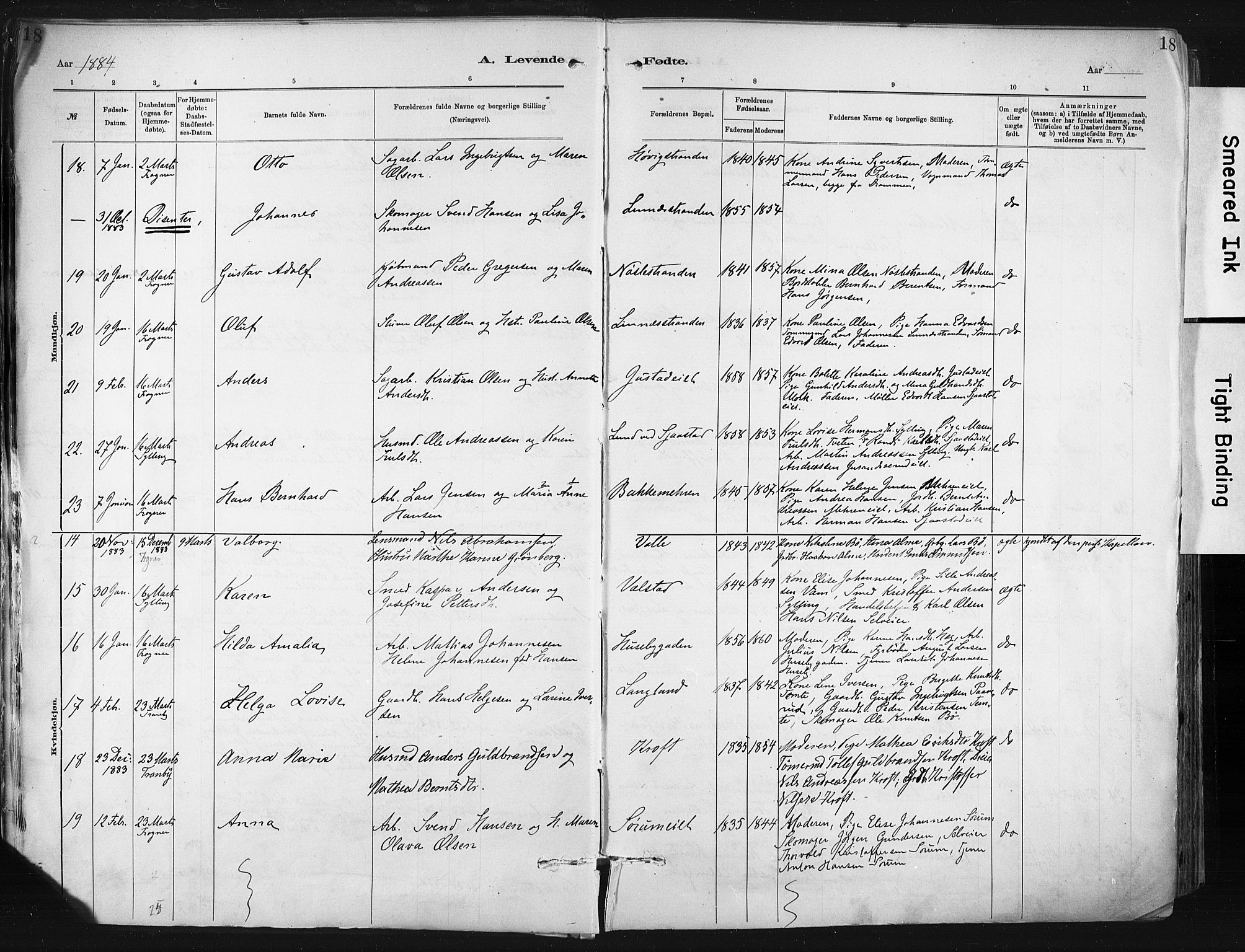 Lier kirkebøker, AV/SAKO-A-230/F/Fa/L0015: Ministerialbok nr. I 15, 1883-1894, s. 18