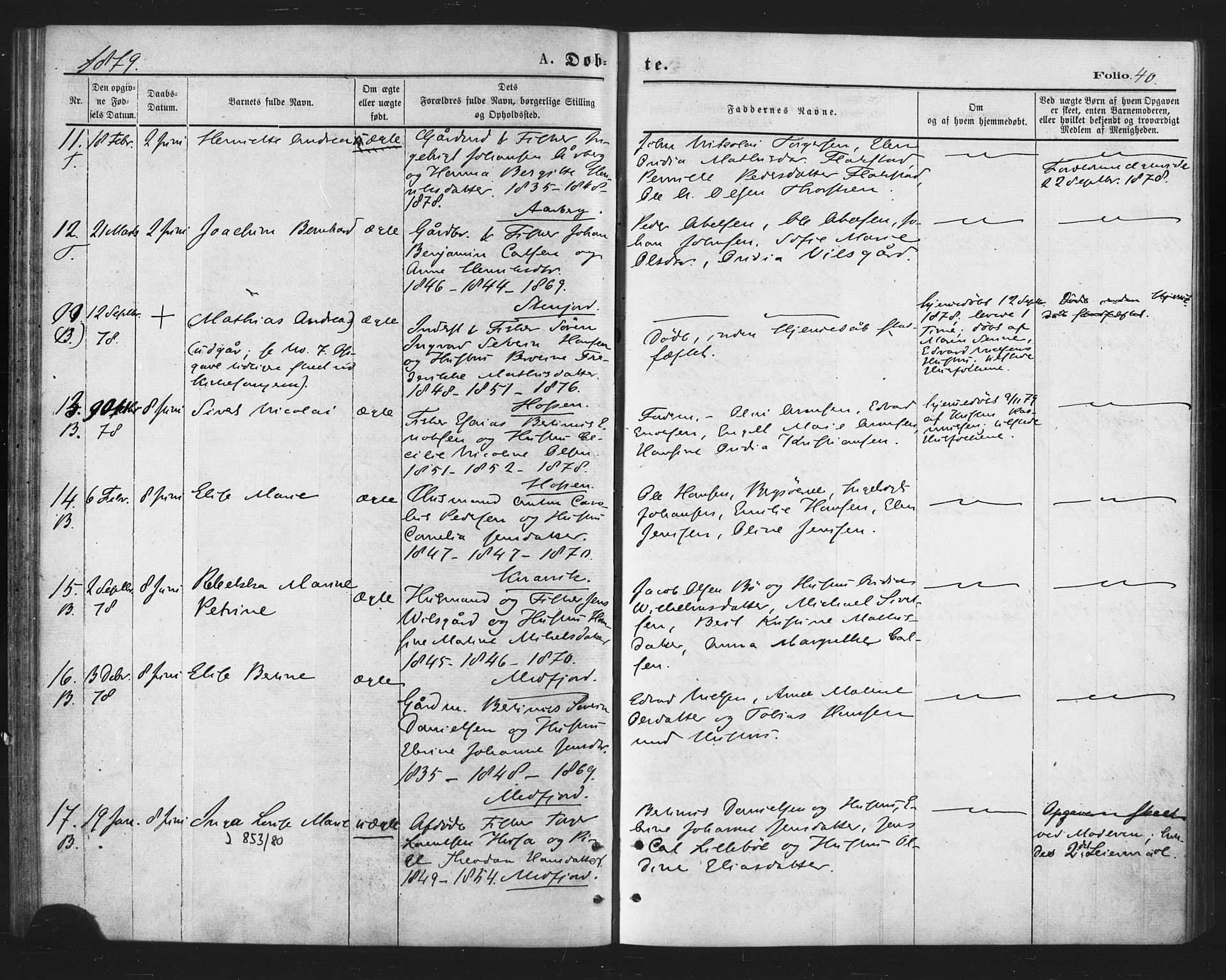Berg sokneprestkontor, AV/SATØ-S-1318/G/Ga/Gaa/L0003kirke: Ministerialbok nr. 3, 1872-1879, s. 40