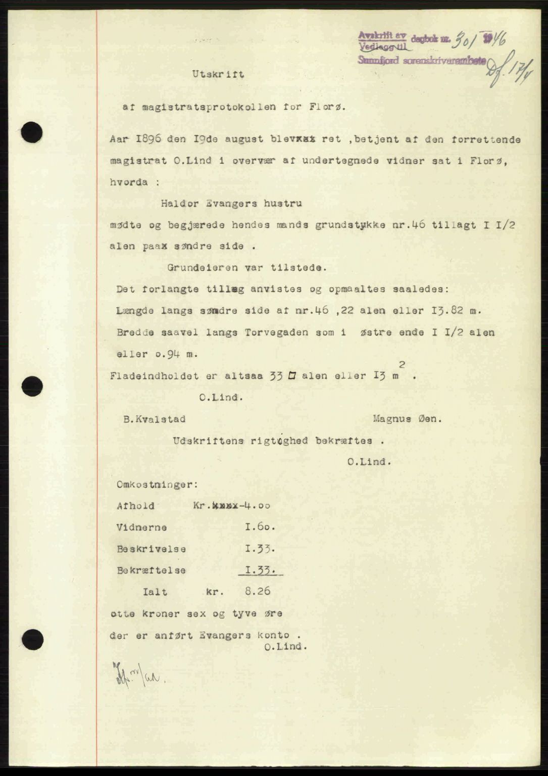 Sunnfjord tingrett, SAB/A-3201/1/G/Gb/Gbb/L0011c: Pantebok nr. A11 II, 1946-1946, Dagboknr: 301/1946