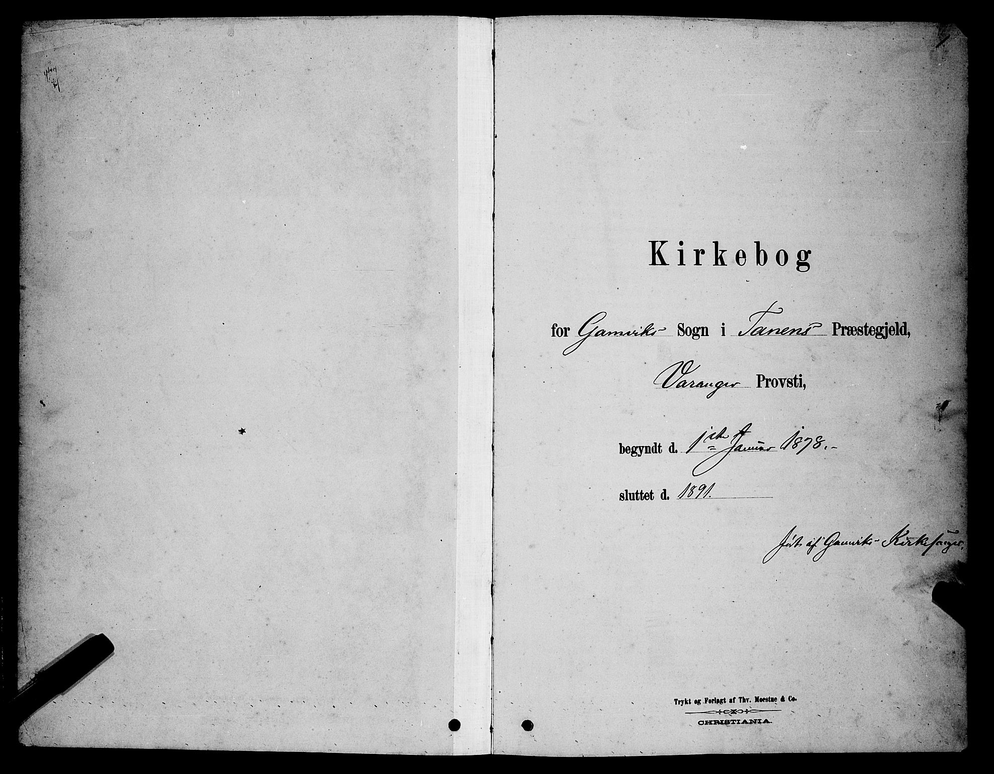 Tana sokneprestkontor, SATØ/S-1334/H/Hb/L0005klokker: Klokkerbok nr. 5, 1878-1891, s. 1