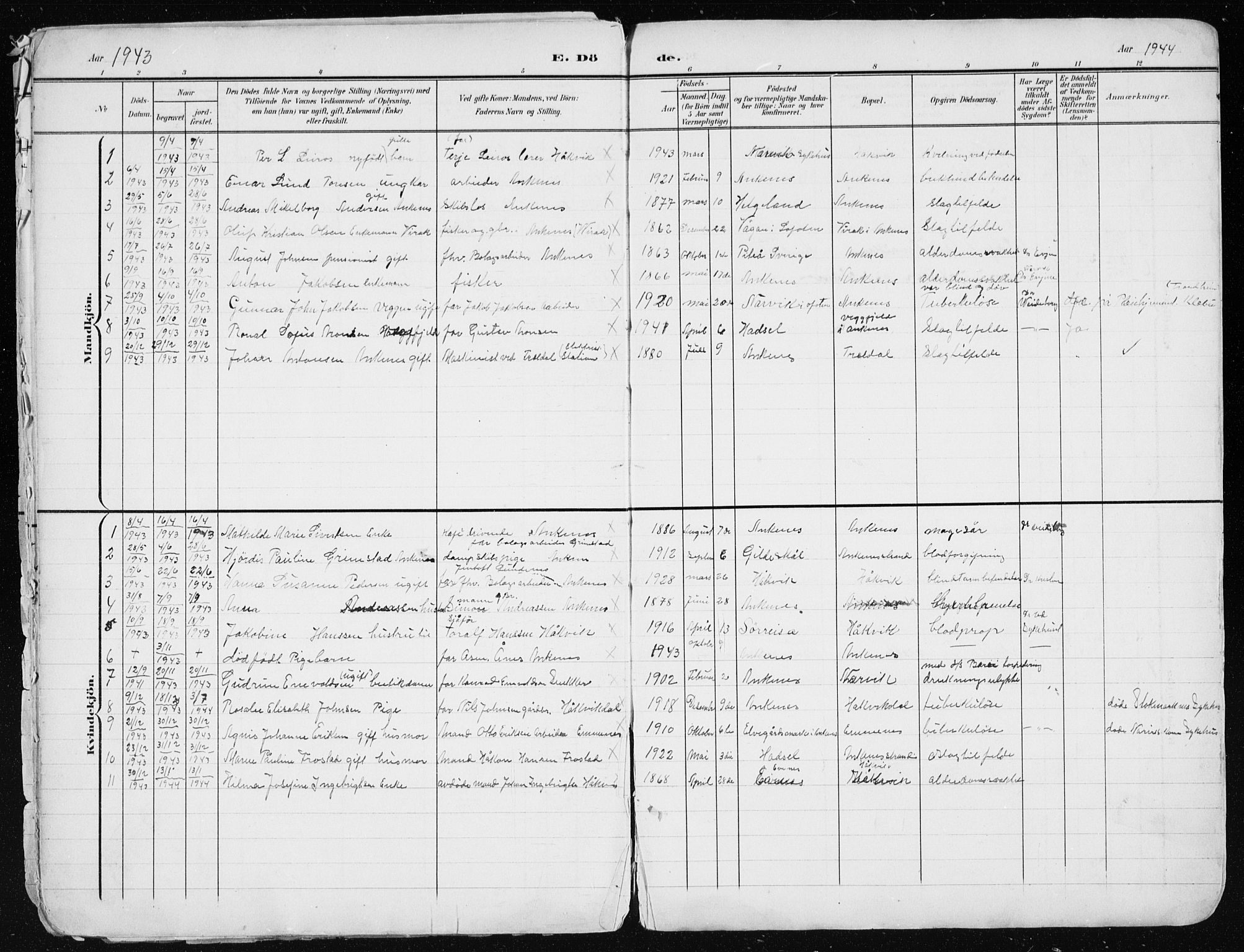 Ministerialprotokoller, klokkerbøker og fødselsregistre - Nordland, AV/SAT-A-1459/866/L0959: Klokkerbok nr. 866C08, 1900-1949