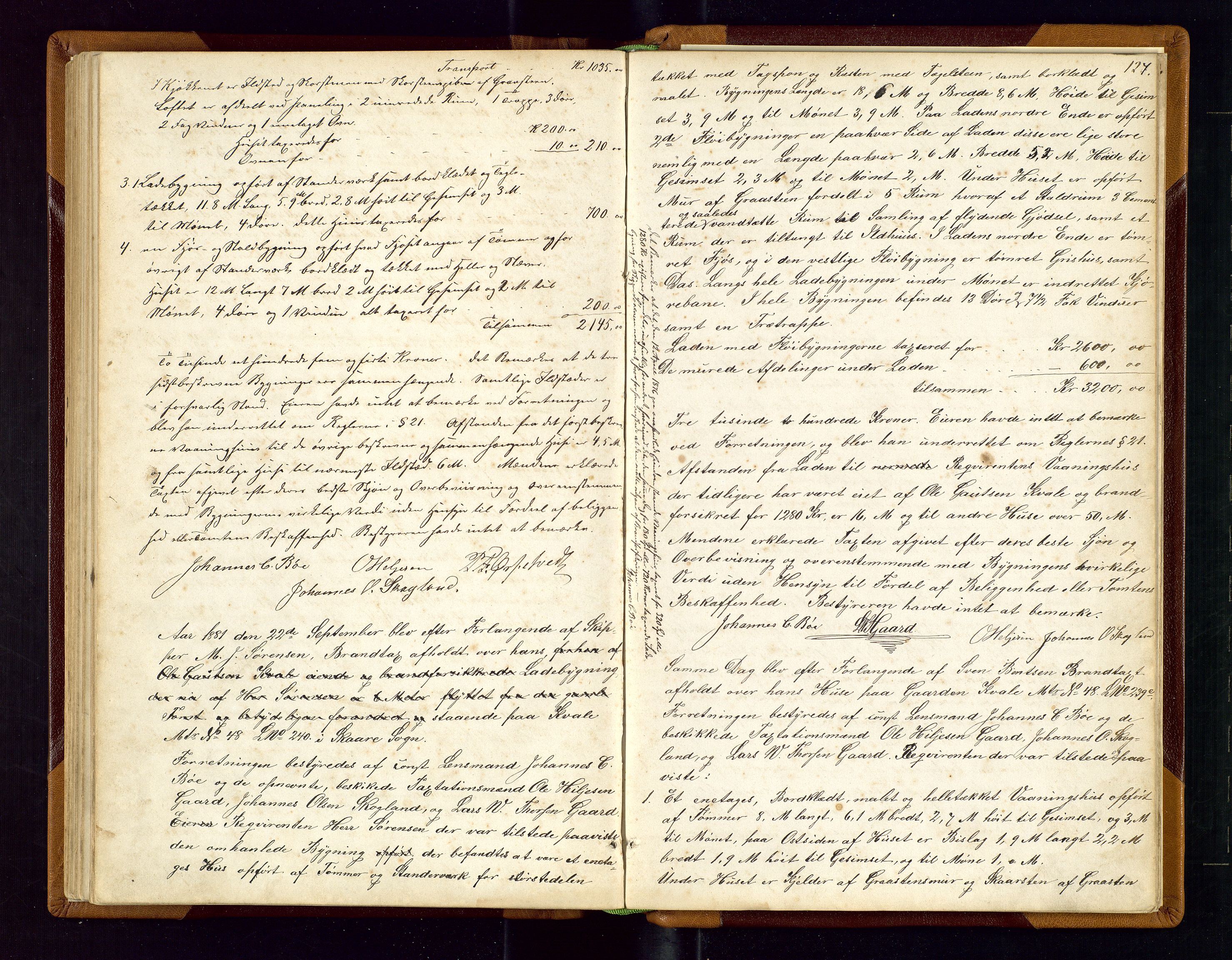 Torvestad lensmannskontor, AV/SAST-A-100307/1/Goa/L0001: "Brandtaxationsprotokol for Torvestad Thinglag", 1867-1883, s. 126b-127a