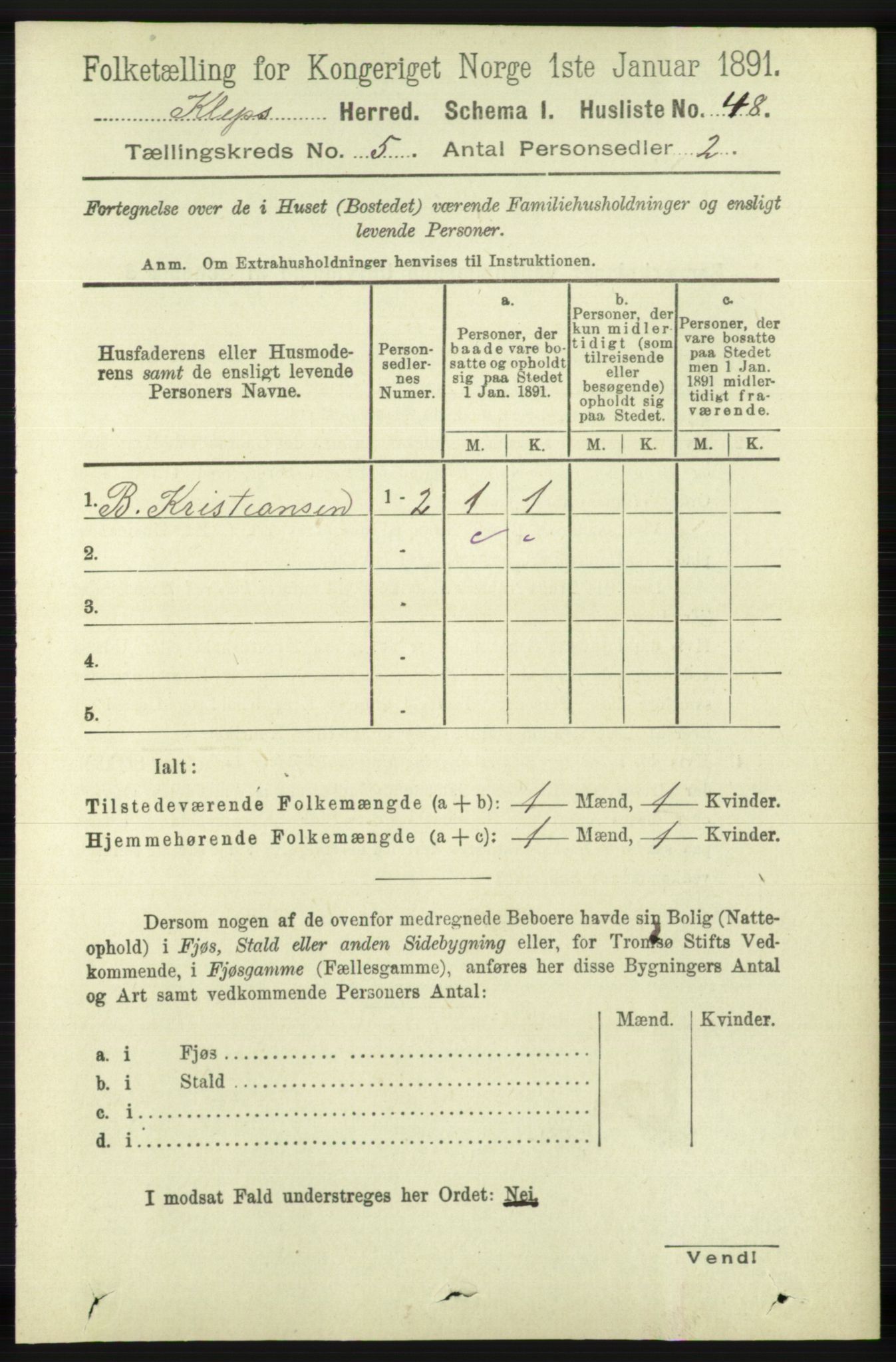 RA, Folketelling 1891 for 1120 Klepp herred, 1891, s. 1336