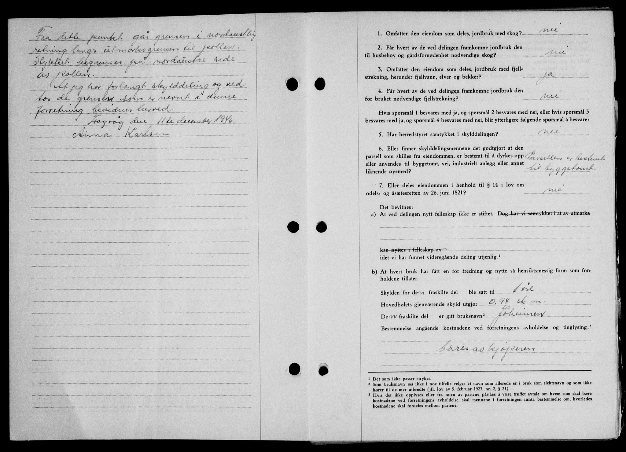 Lofoten sorenskriveri, SAT/A-0017/1/2/2C/L0015a: Pantebok nr. 15a, 1946-1947, Dagboknr: 1920/1946