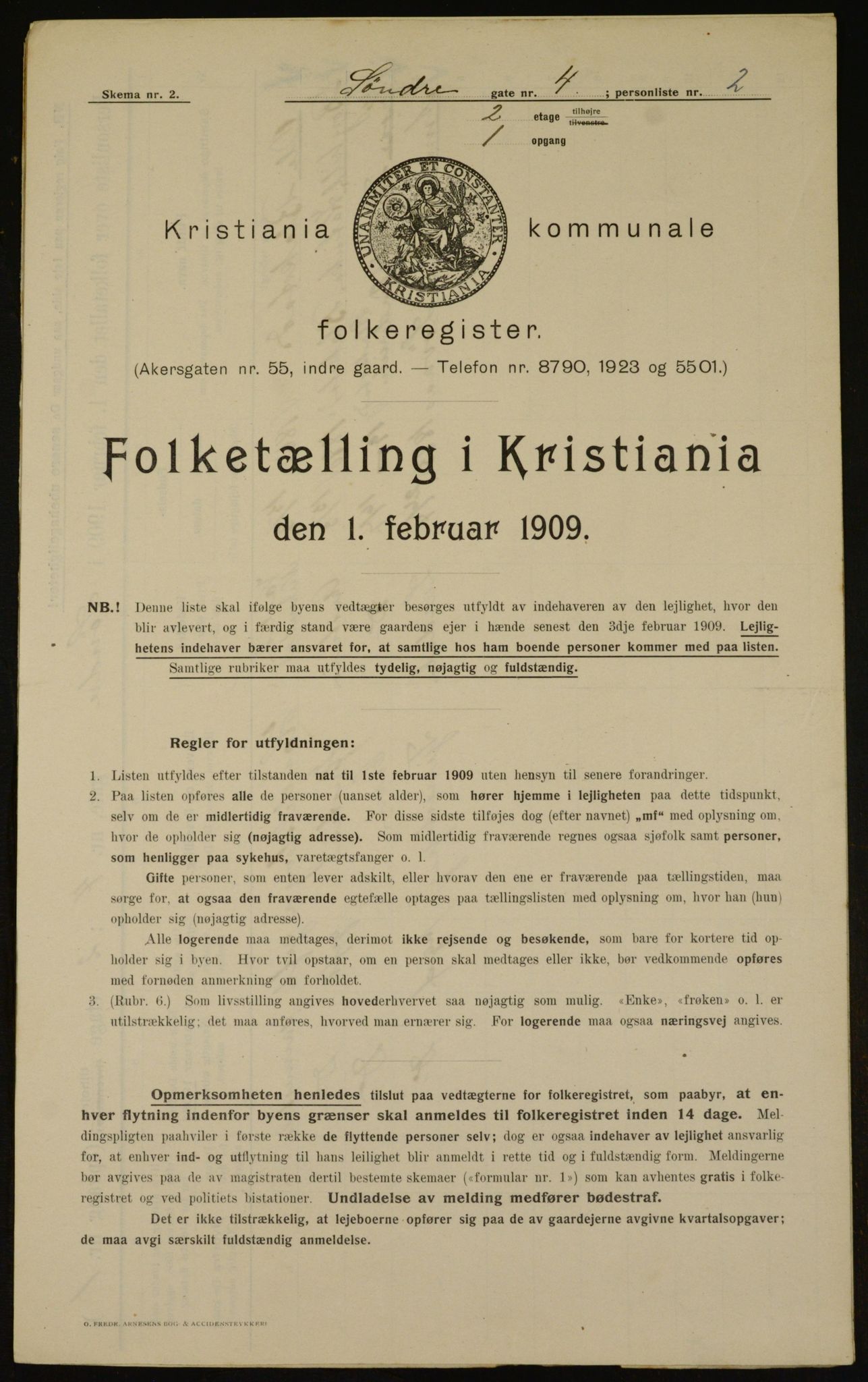OBA, Kommunal folketelling 1.2.1909 for Kristiania kjøpstad, 1909, s. 96346