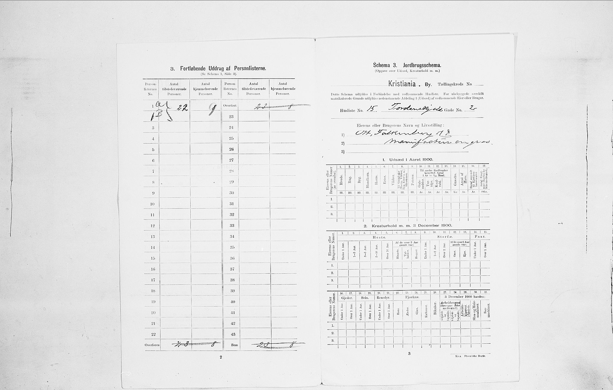 SAO, Folketelling 1900 for 0301 Kristiania kjøpstad, 1900, s. 102620