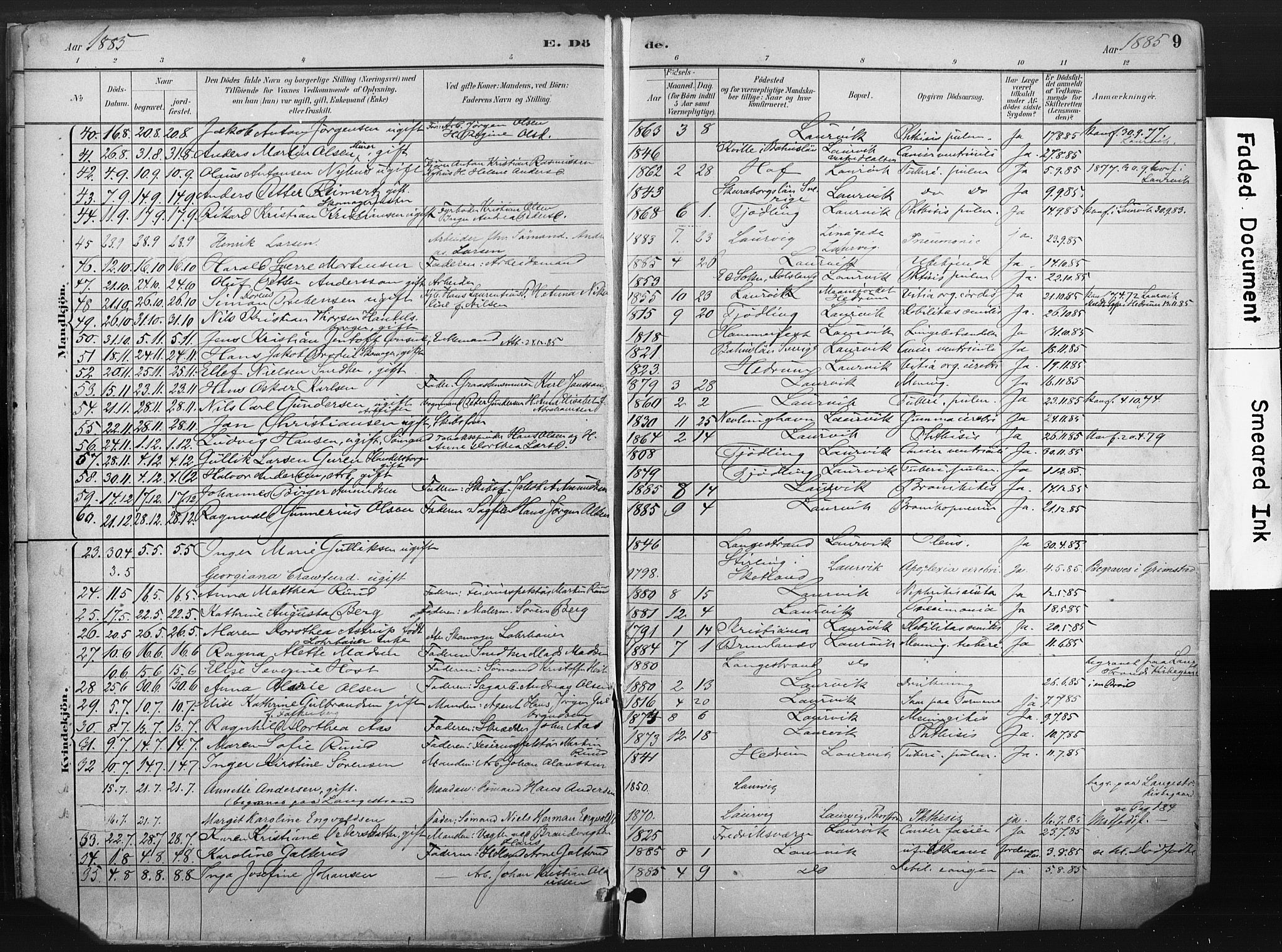 Larvik kirkebøker, AV/SAKO-A-352/F/Fa/L0010: Ministerialbok nr. I 10, 1884-1910, s. 9