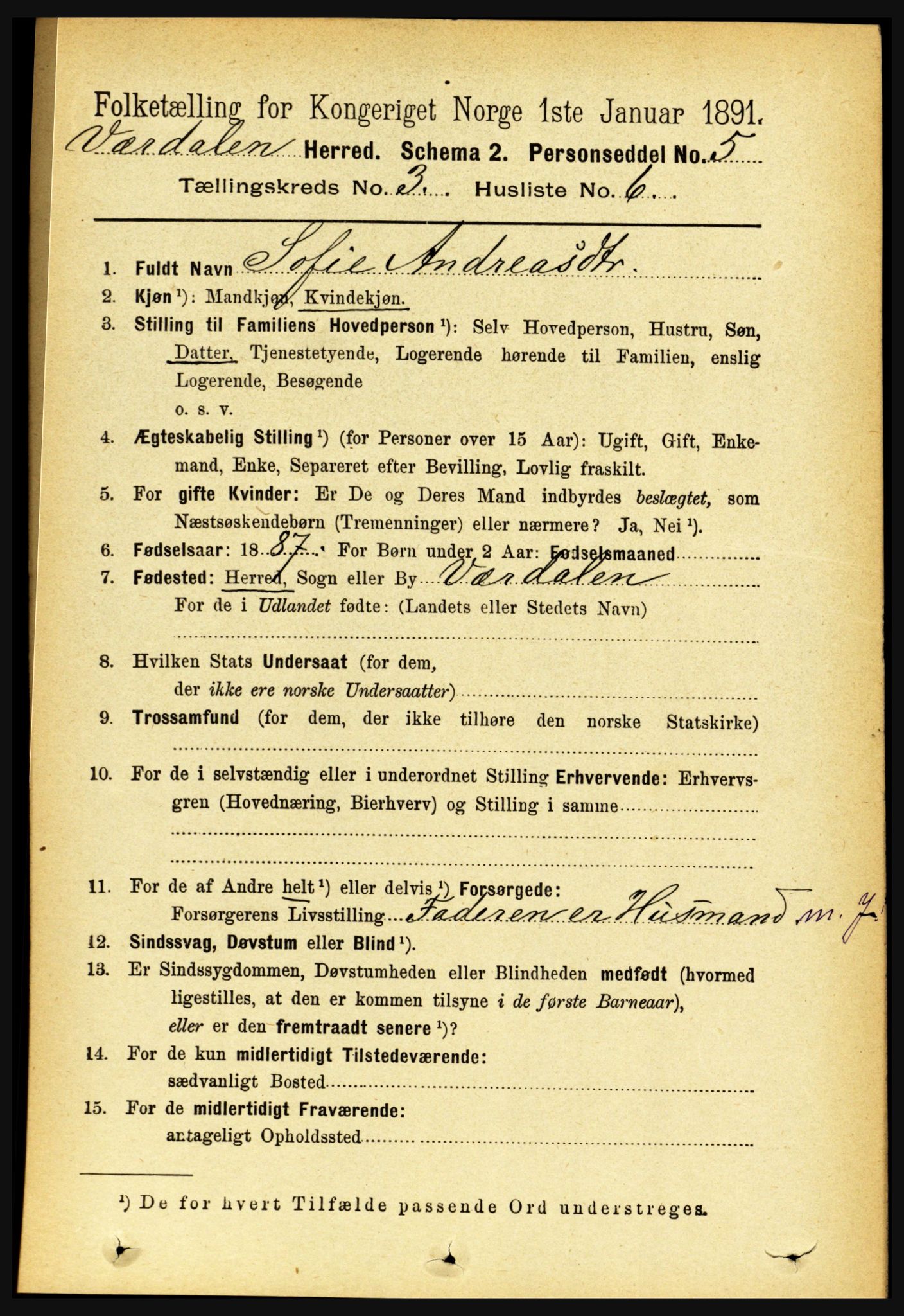 RA, Folketelling 1891 for 1721 Verdal herred, 1891, s. 1808