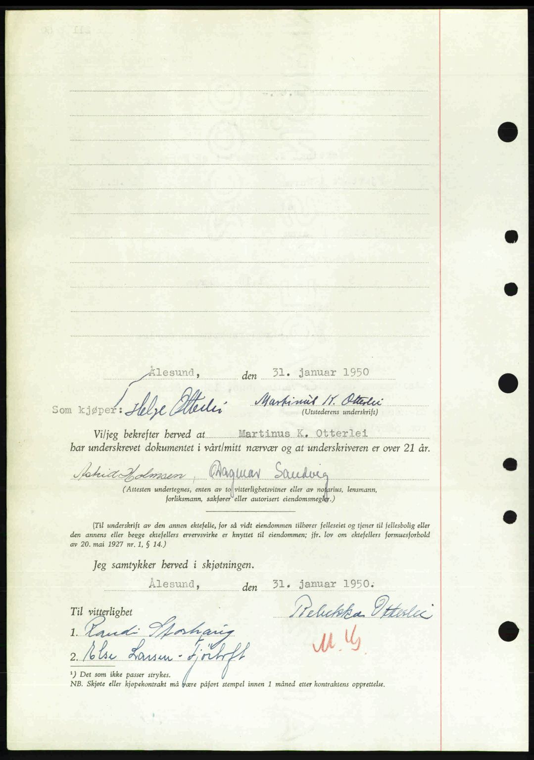 Nordre Sunnmøre sorenskriveri, AV/SAT-A-0006/1/2/2C/2Ca: Pantebok nr. A33, 1949-1950, Dagboknr: 211/1950